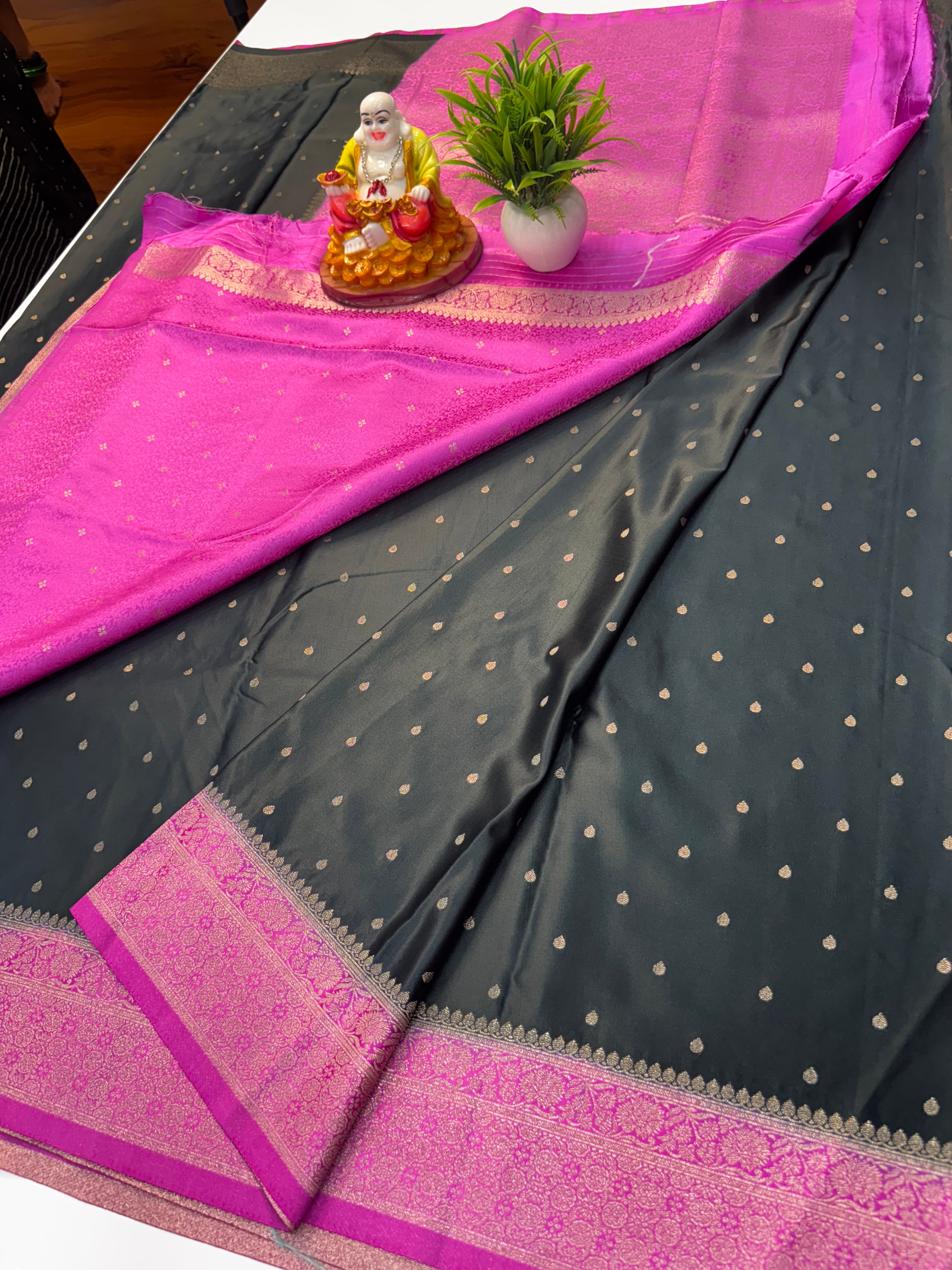 Premium Satin Saree with Buttas & Rich Pallu | Butta Blouse – Padmavathi Silks and Sarees