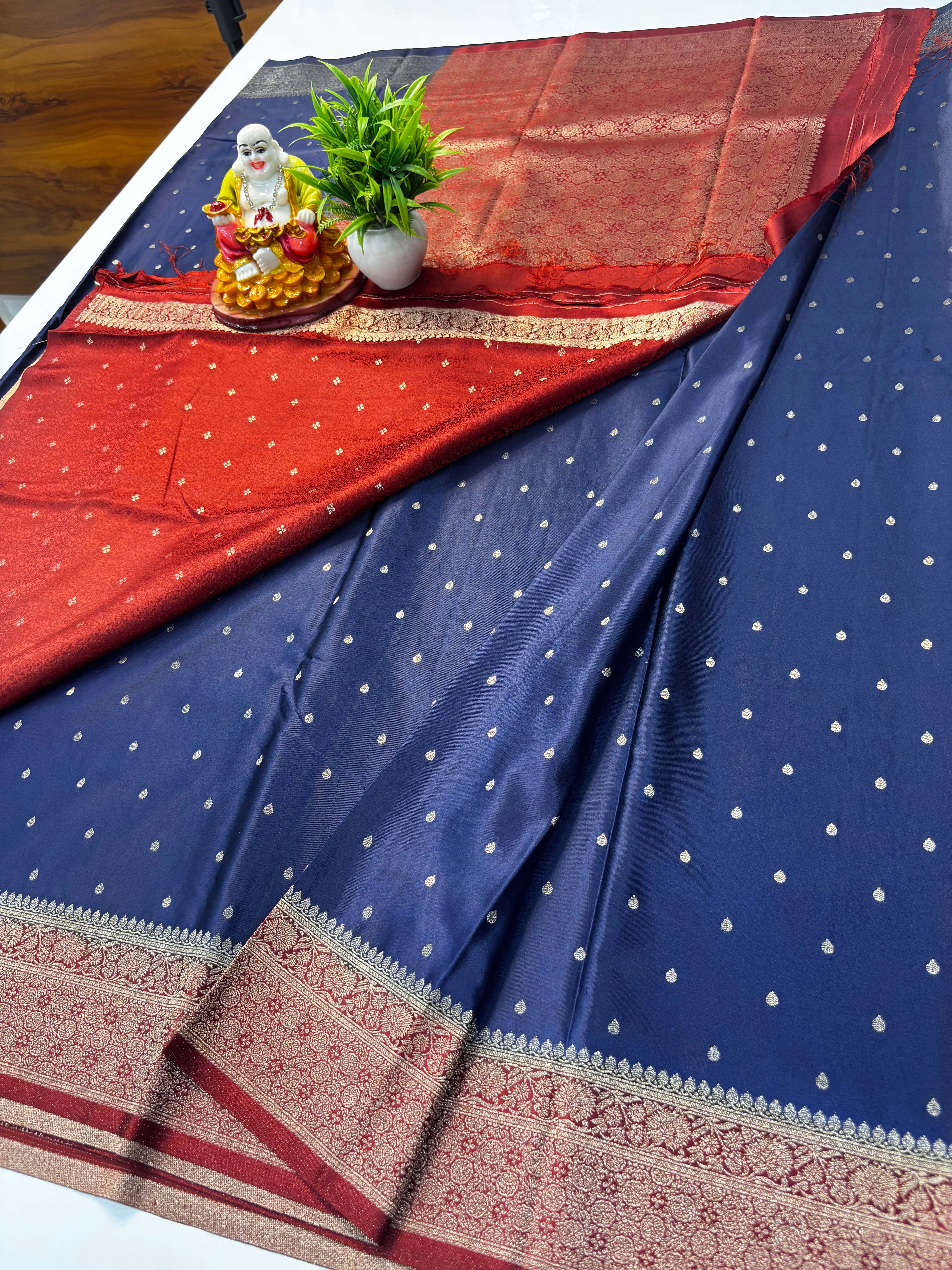 Premium Satin Saree with Buttas & Rich Pallu | Butta Blouse – Padmavathi Silks and Sarees