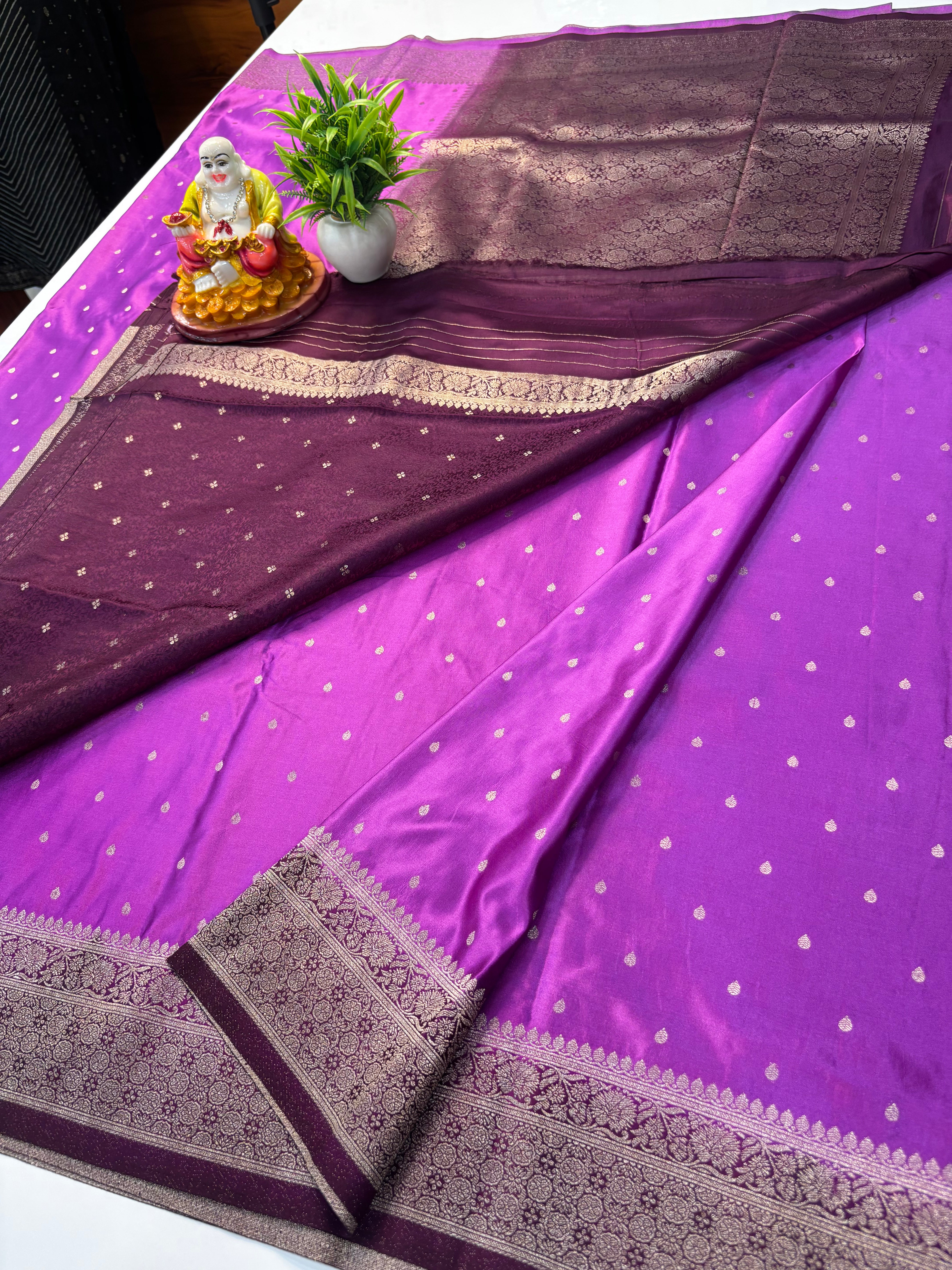 Premium Satin Saree with Buttas & Rich Pallu | Butta Blouse – Padmavathi Silks and Sarees