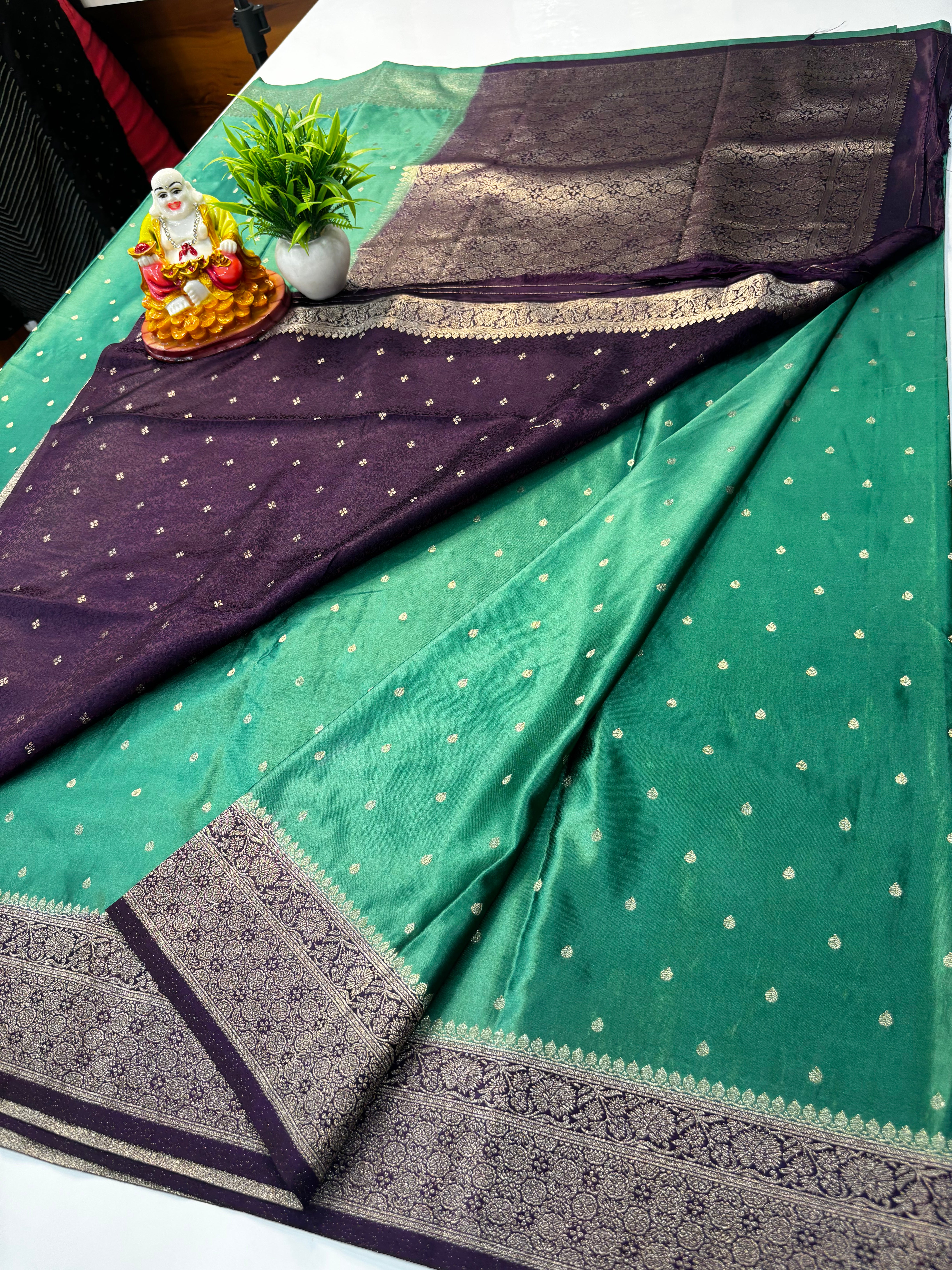 Premium Satin Saree with Buttas & Rich Pallu | Butta Blouse – Padmavathi Silks and Sarees