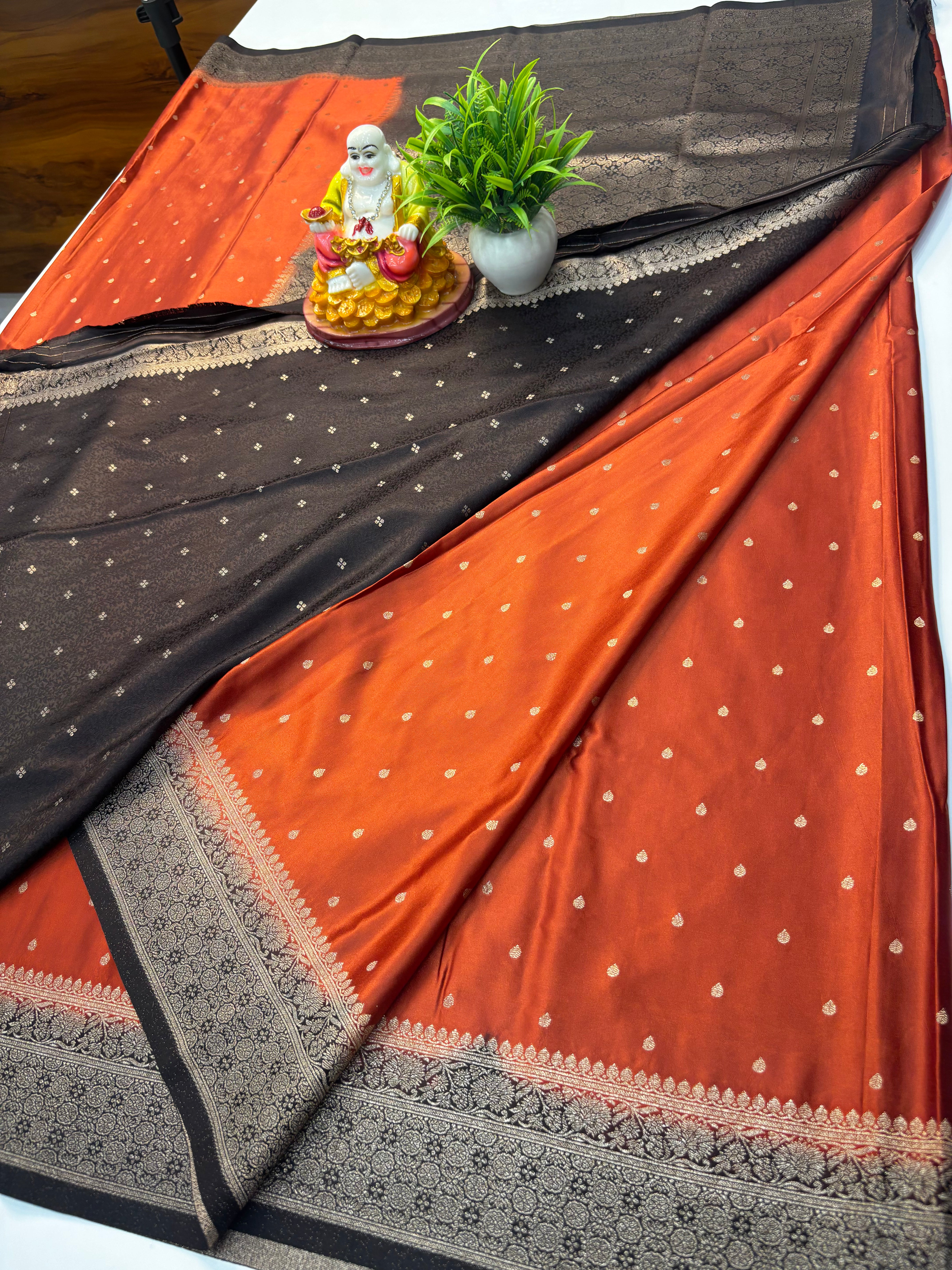 Premium Satin Saree with Buttas & Rich Pallu | Butta Blouse – Padmavathi Silks and Sarees