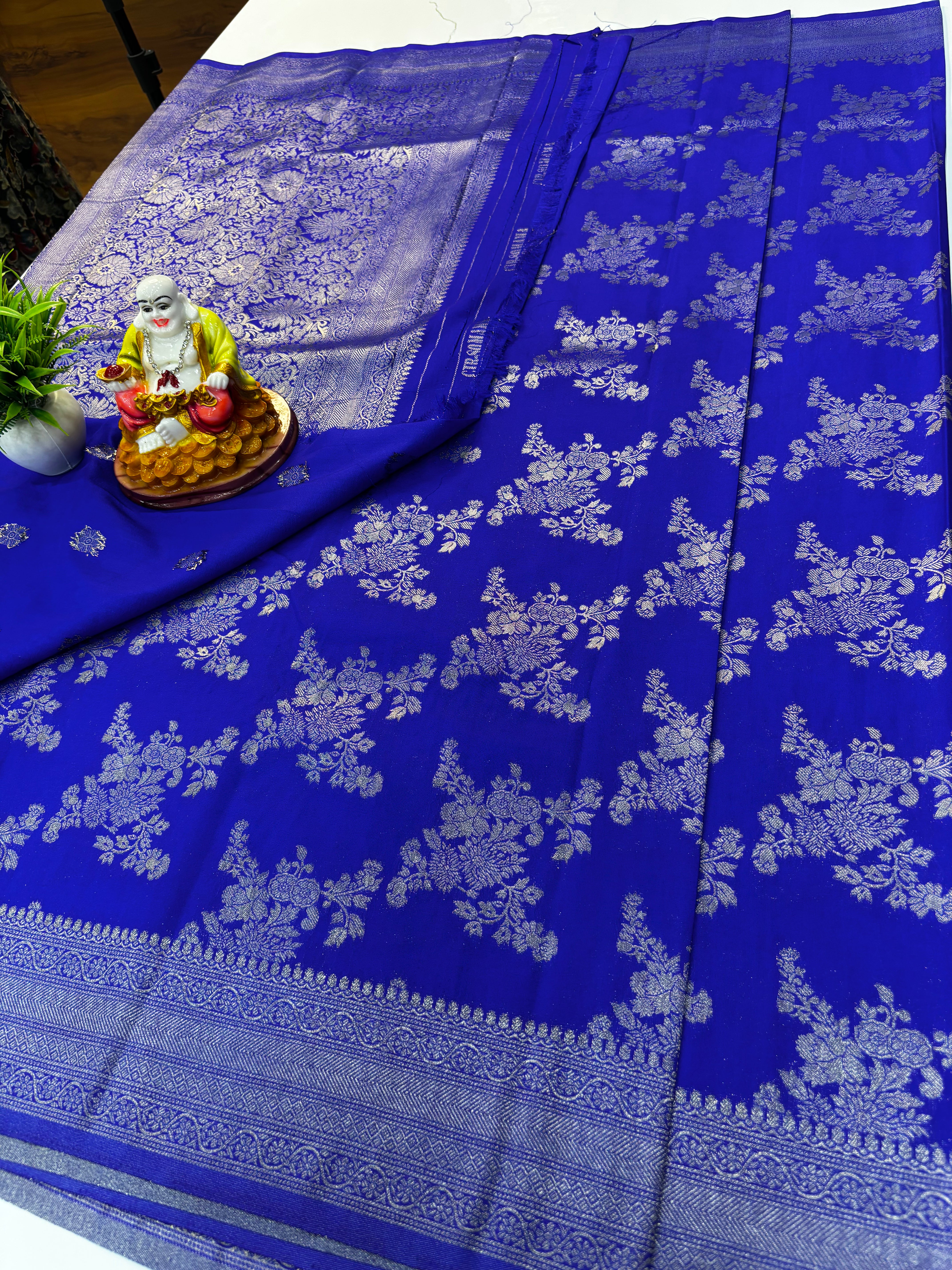 Premium Georgette Saree with Jaal Pattern | Rich Pallu & Butta Blouse