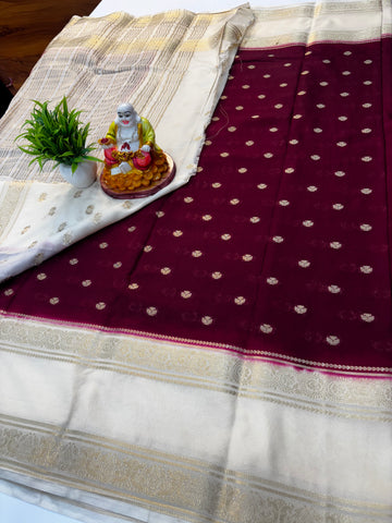 Mysore Crepe Silk Saree with Buttas & Bentex Border