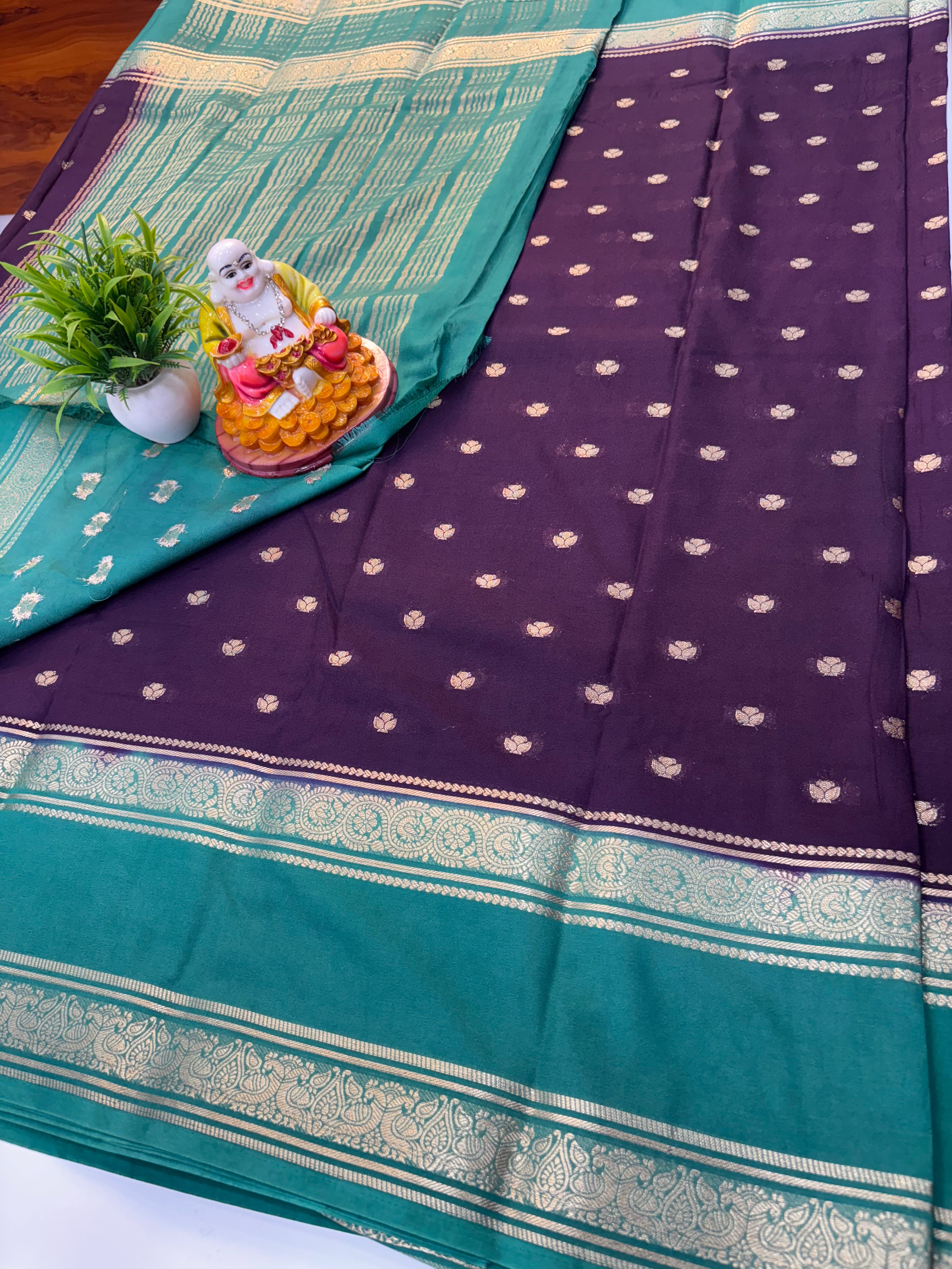 Mysore Crepe Silk Saree with Buttas & Bentex Border