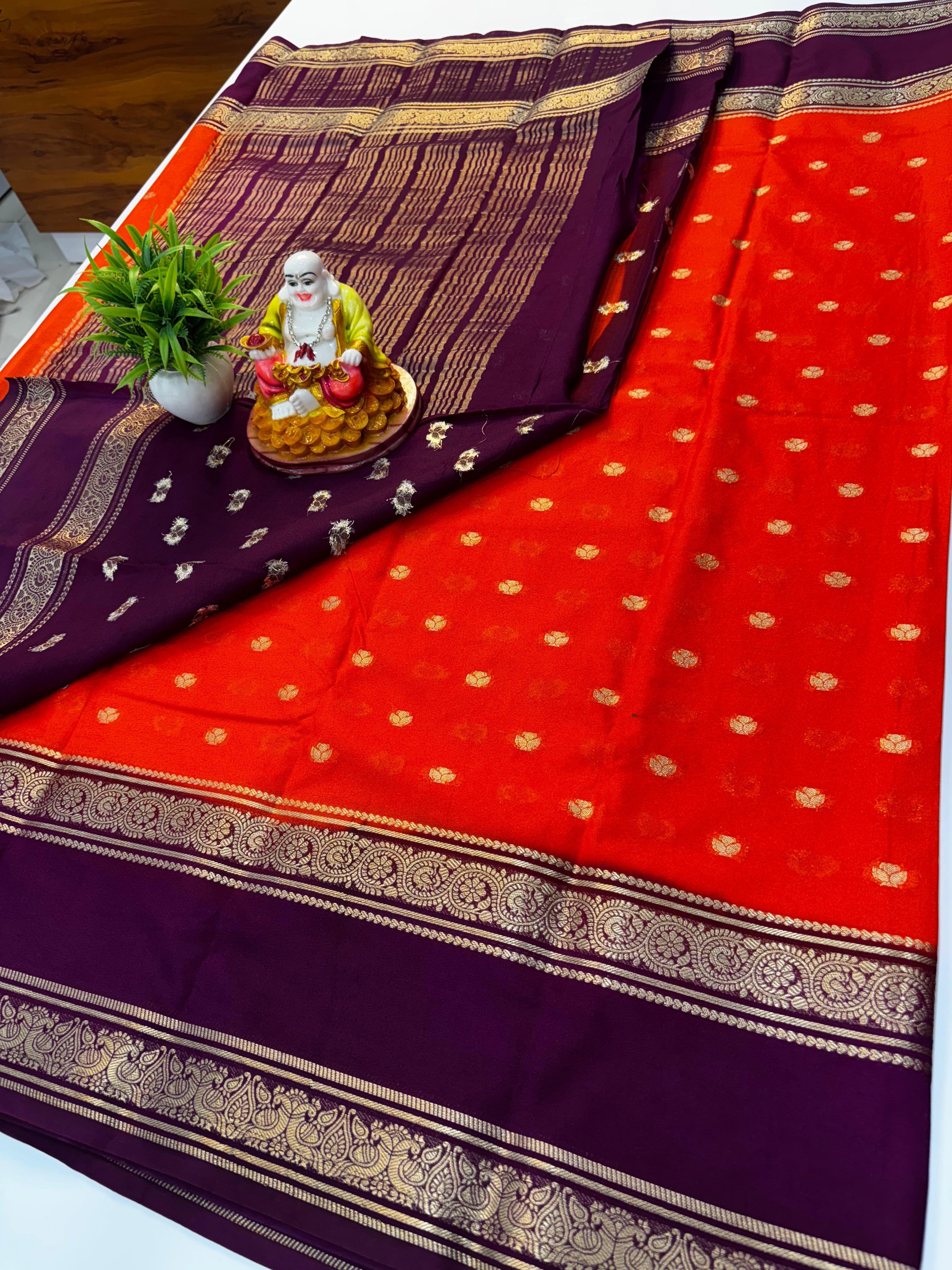Mysore Crepe Silk Saree with Buttas & Bentex Border