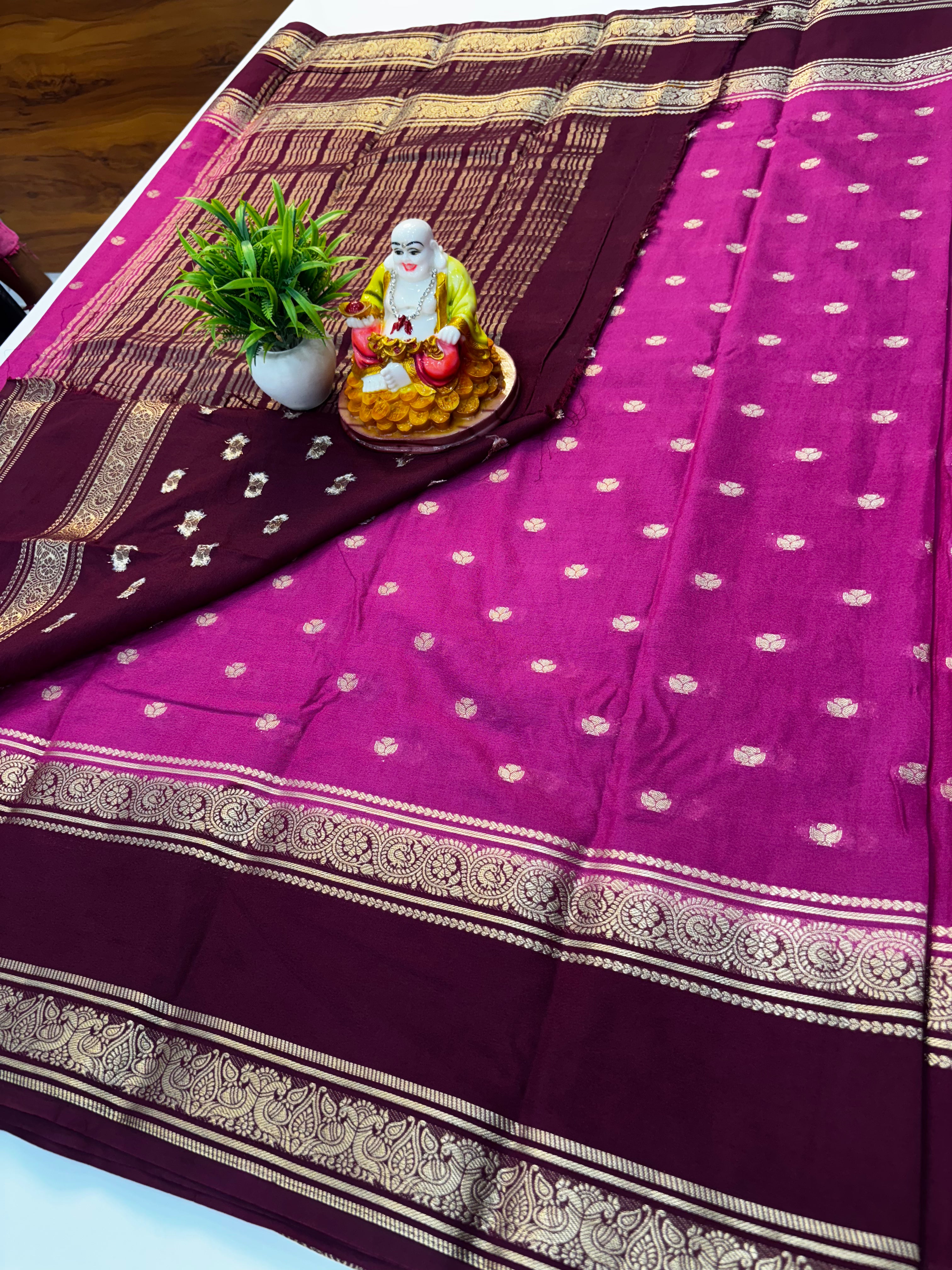 Mysore Crepe Silk Saree with Buttas & Bentex Border