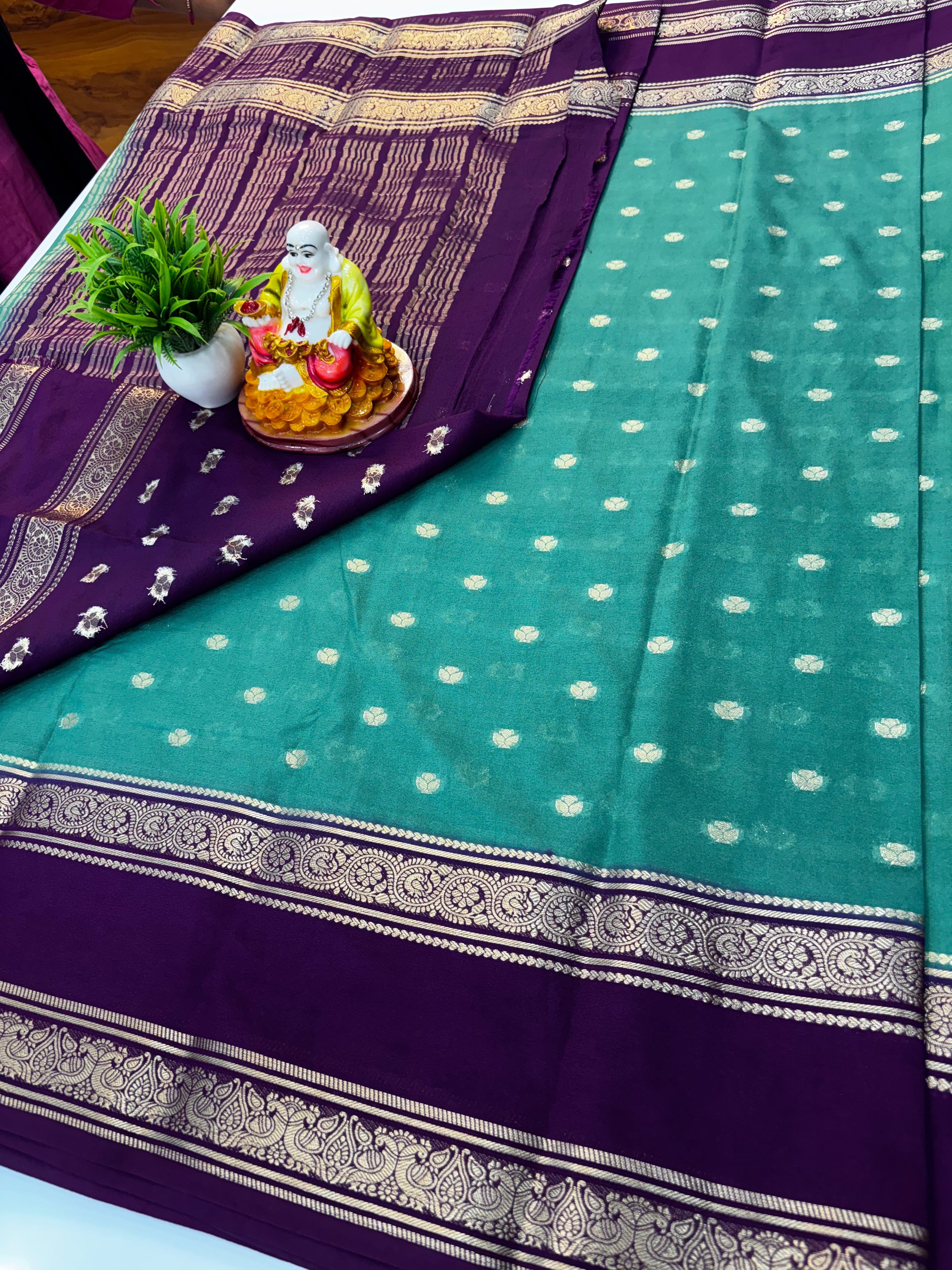 Mysore Crepe Silk Saree with Buttas & Bentex Border