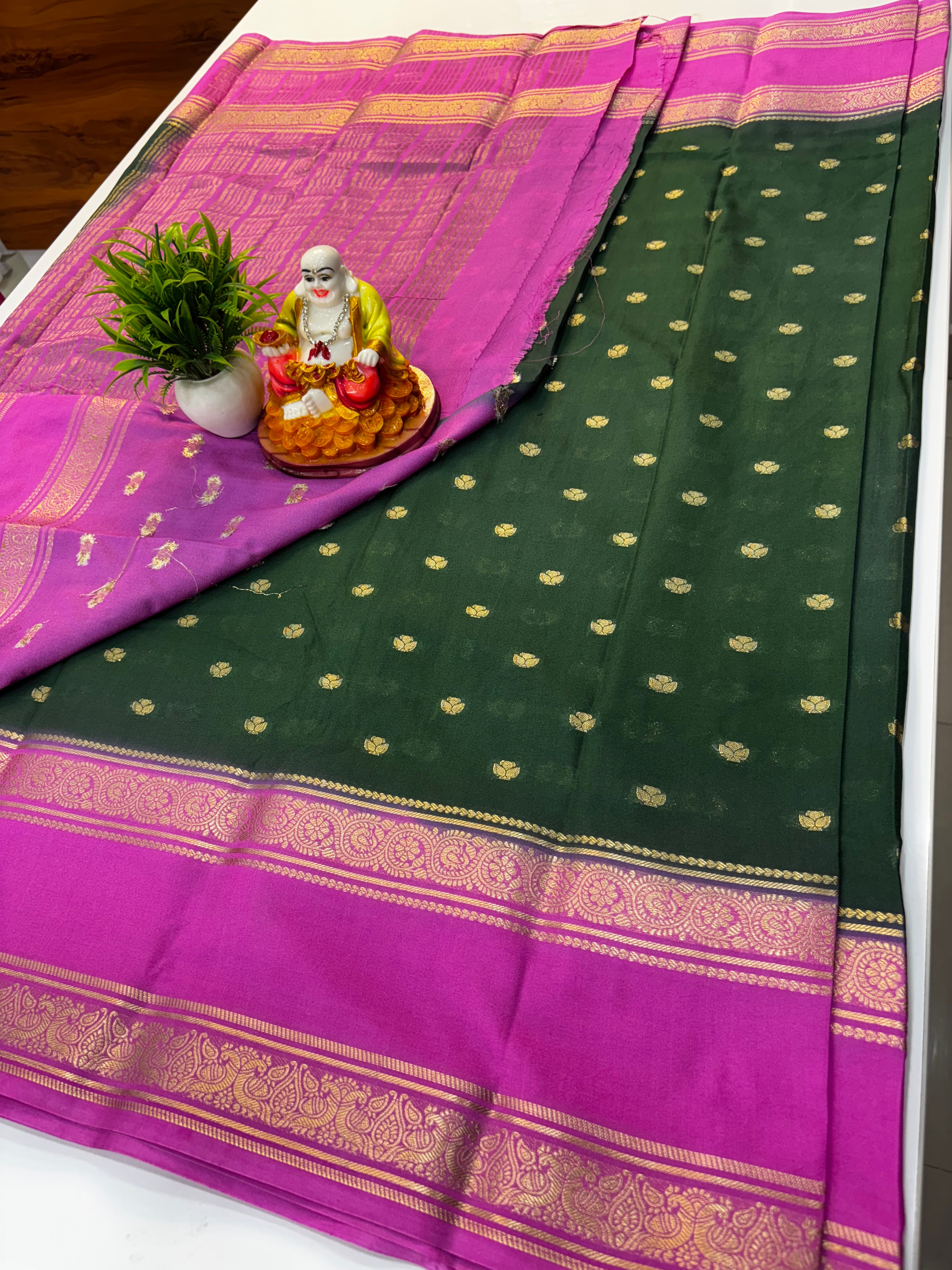 Mysore Crepe Silk Saree with Buttas & Bentex Border