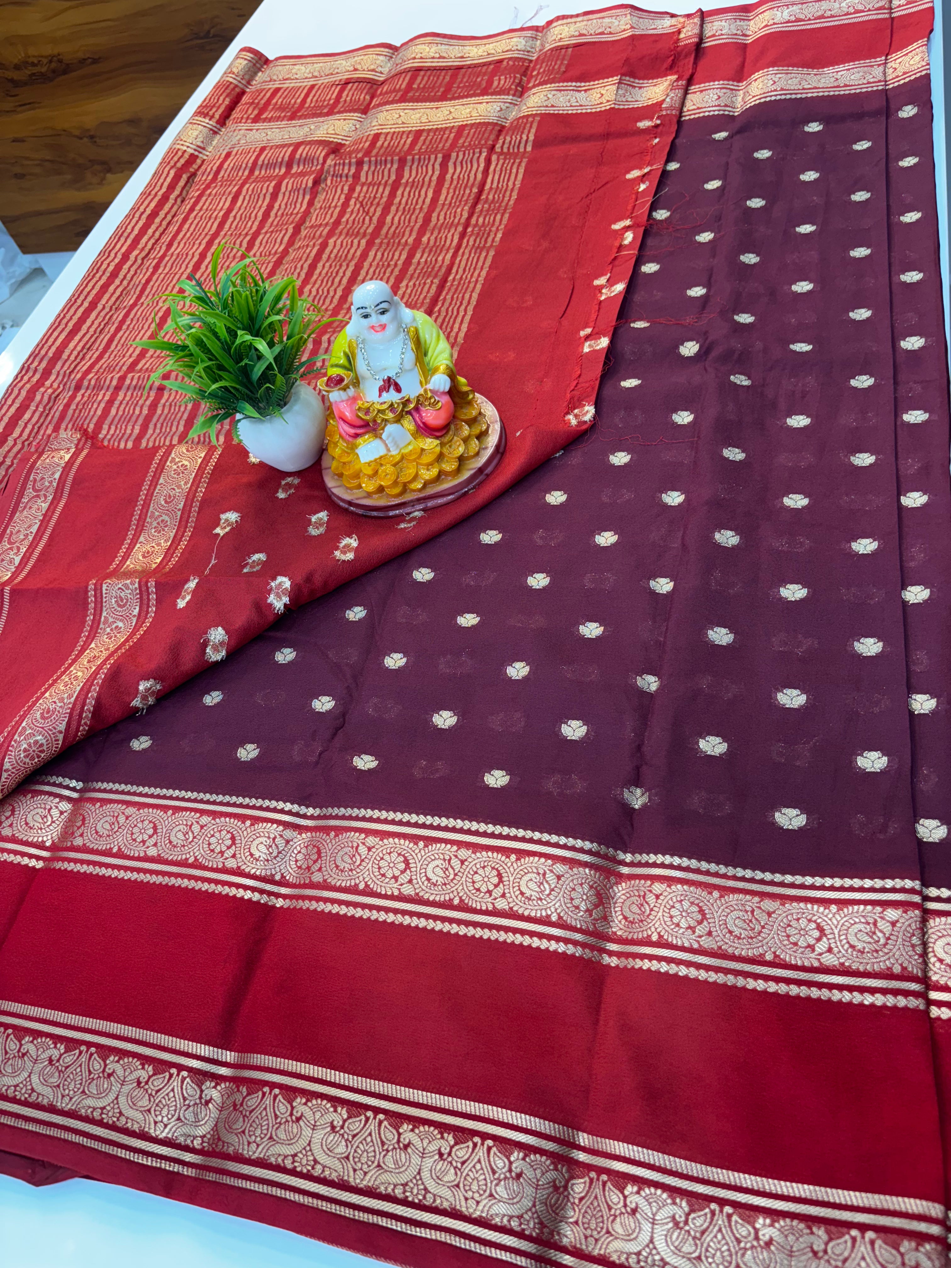 Mysore Crepe Silk Saree with Buttas & Bentex Border