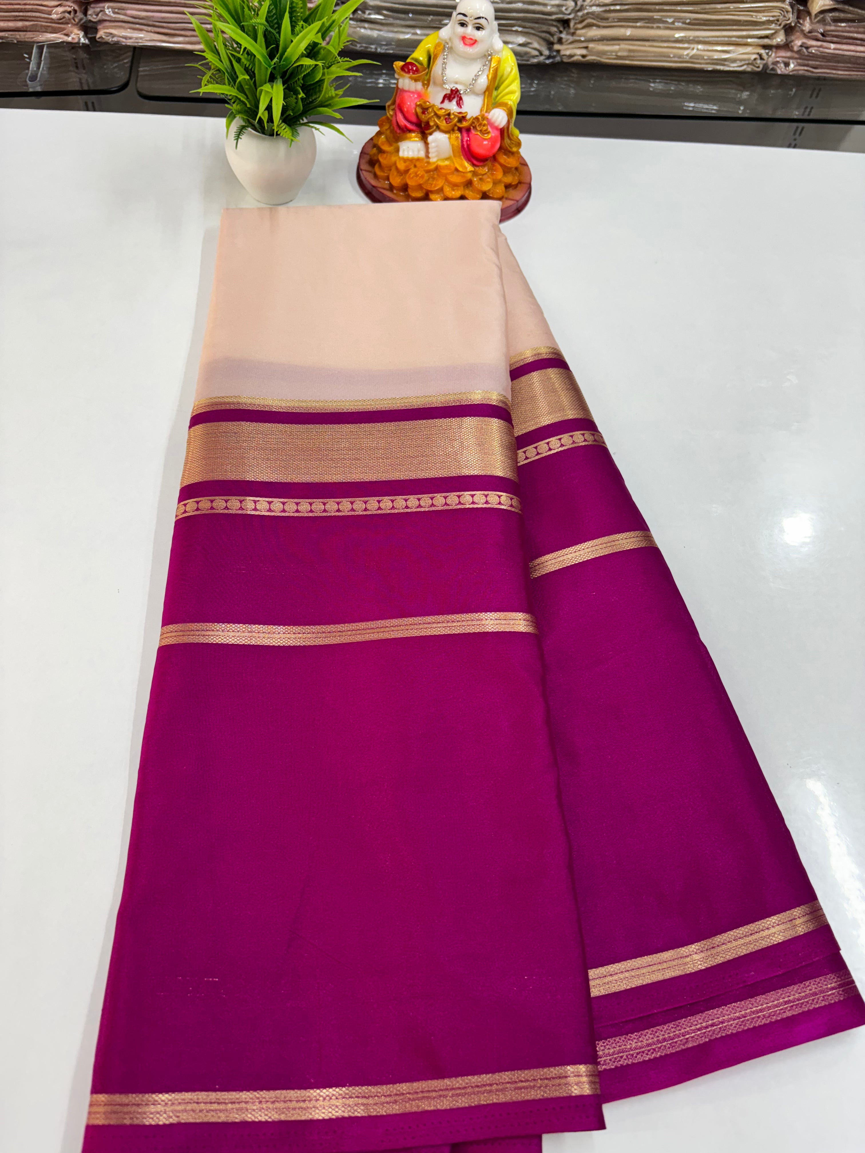 2D Premium Semi Crepe Saree with Beautiful Color Combination