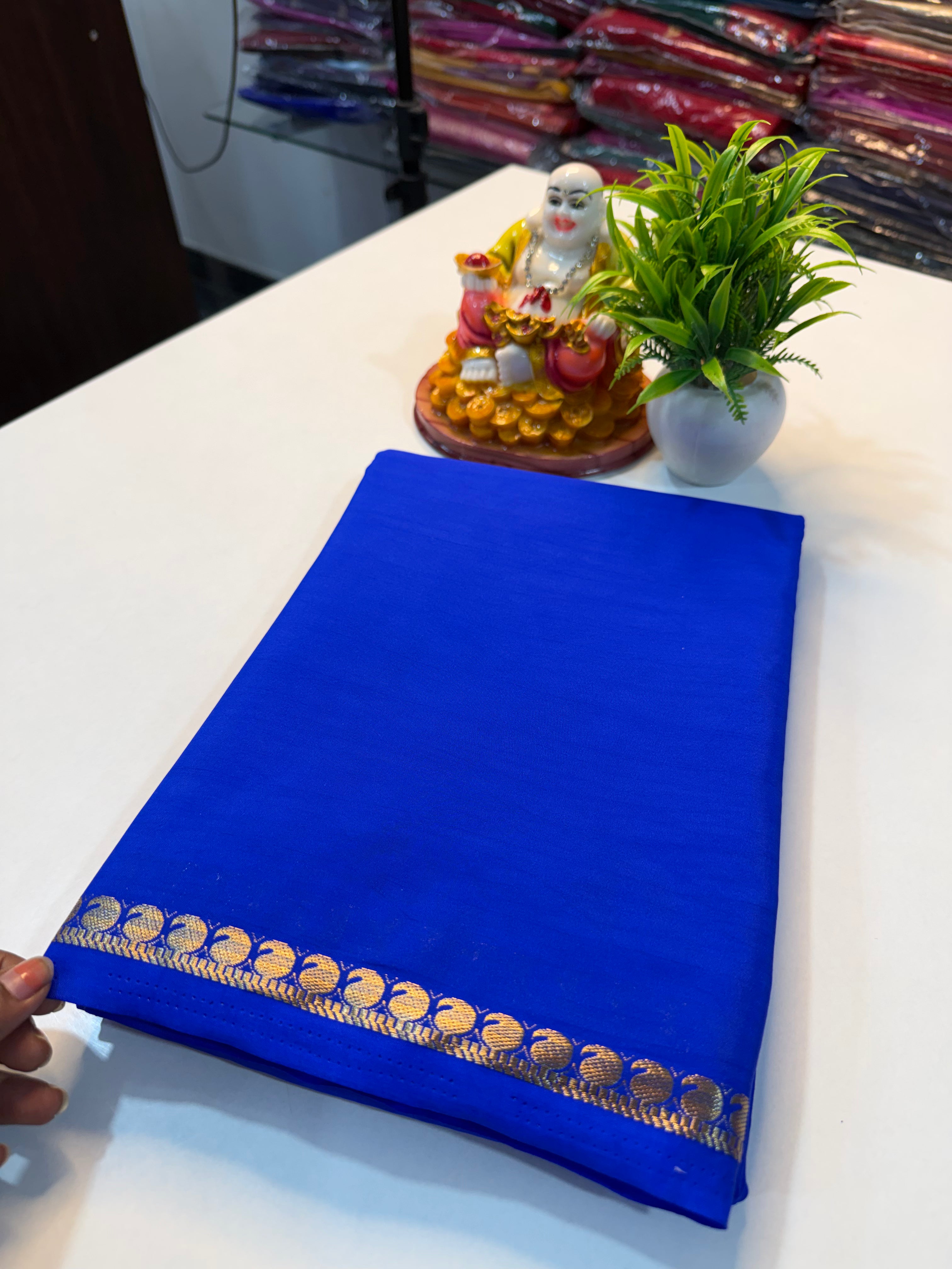 Premium Mysore Crape Silk Saree with Small Border & Chit pallu …