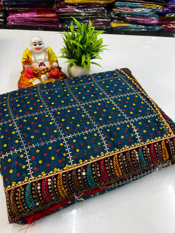 🌸 Beautiful Chiffon Designer Wear Bandini Saree with Handwork Blouse 🌸