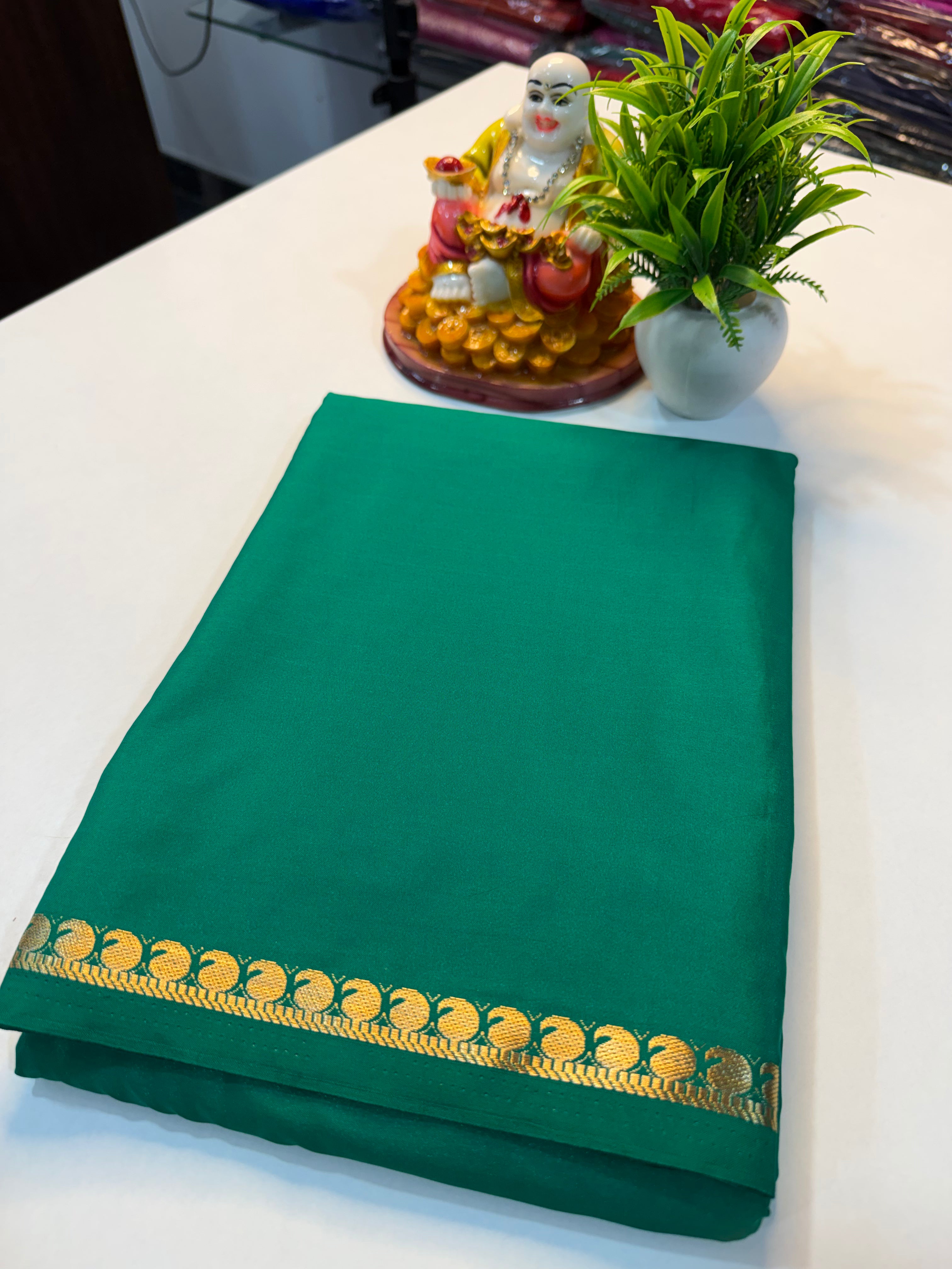 Premium Mysore Crape Silk Saree with Small Border & Chit pallu …