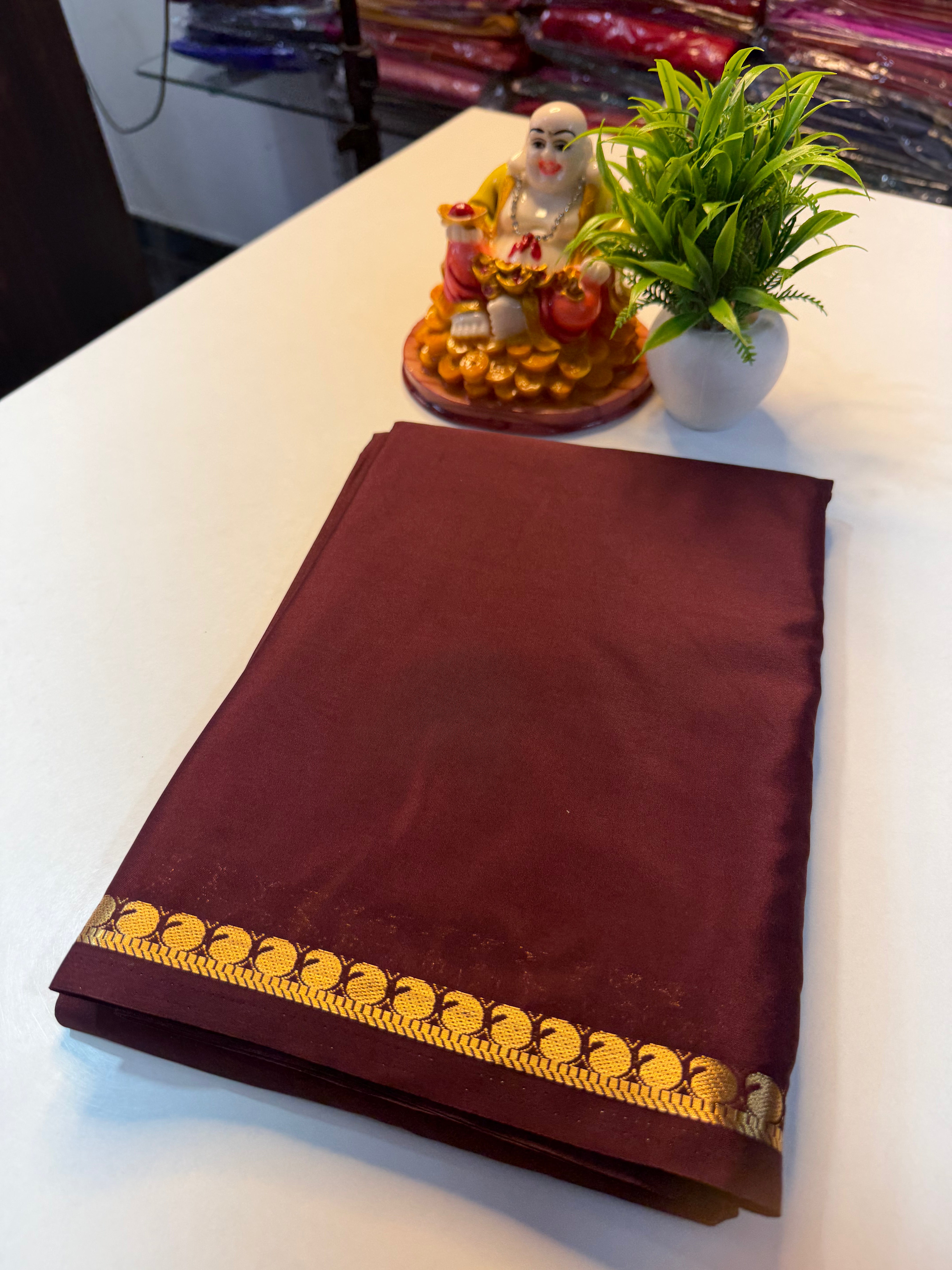 Premium Mysore Crape Silk Saree with Small Border & Chit pallu …