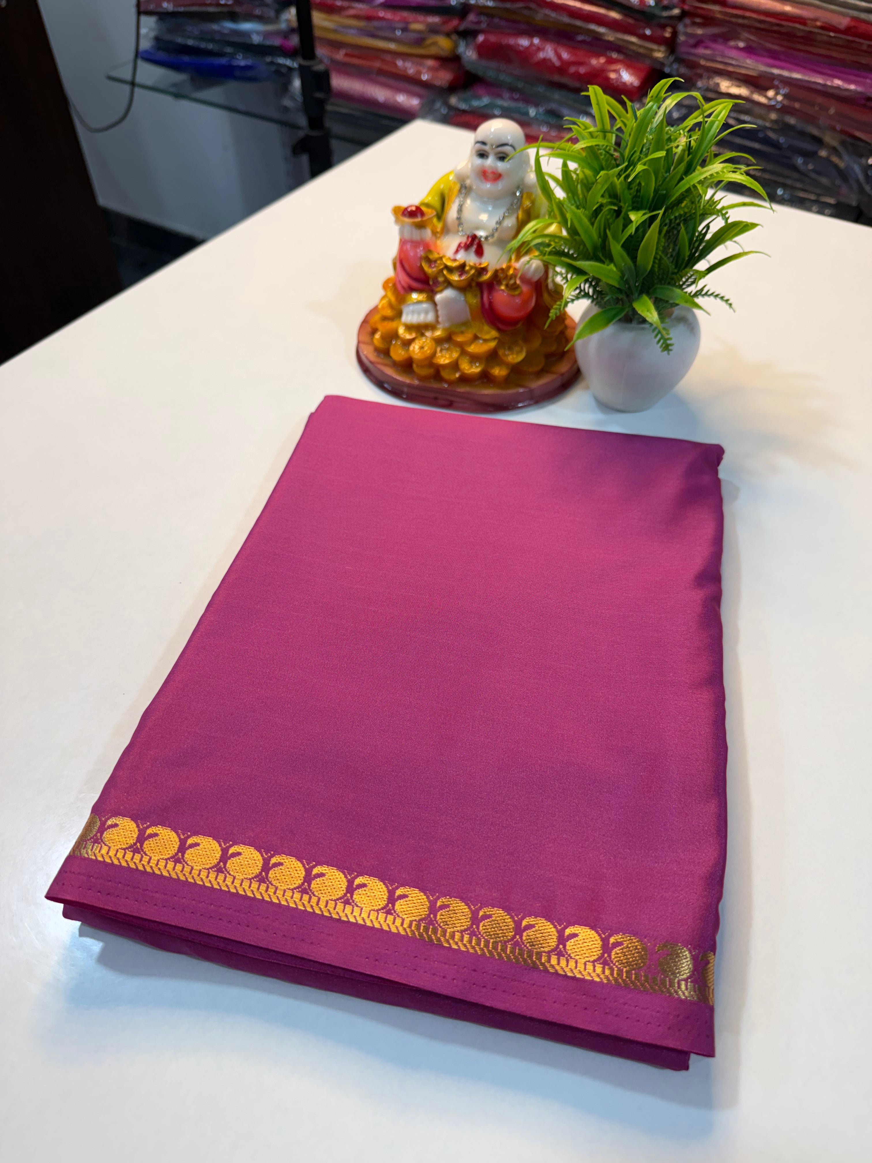 Premium Mysore Crape Silk Saree with Small Border & Chit pallu …