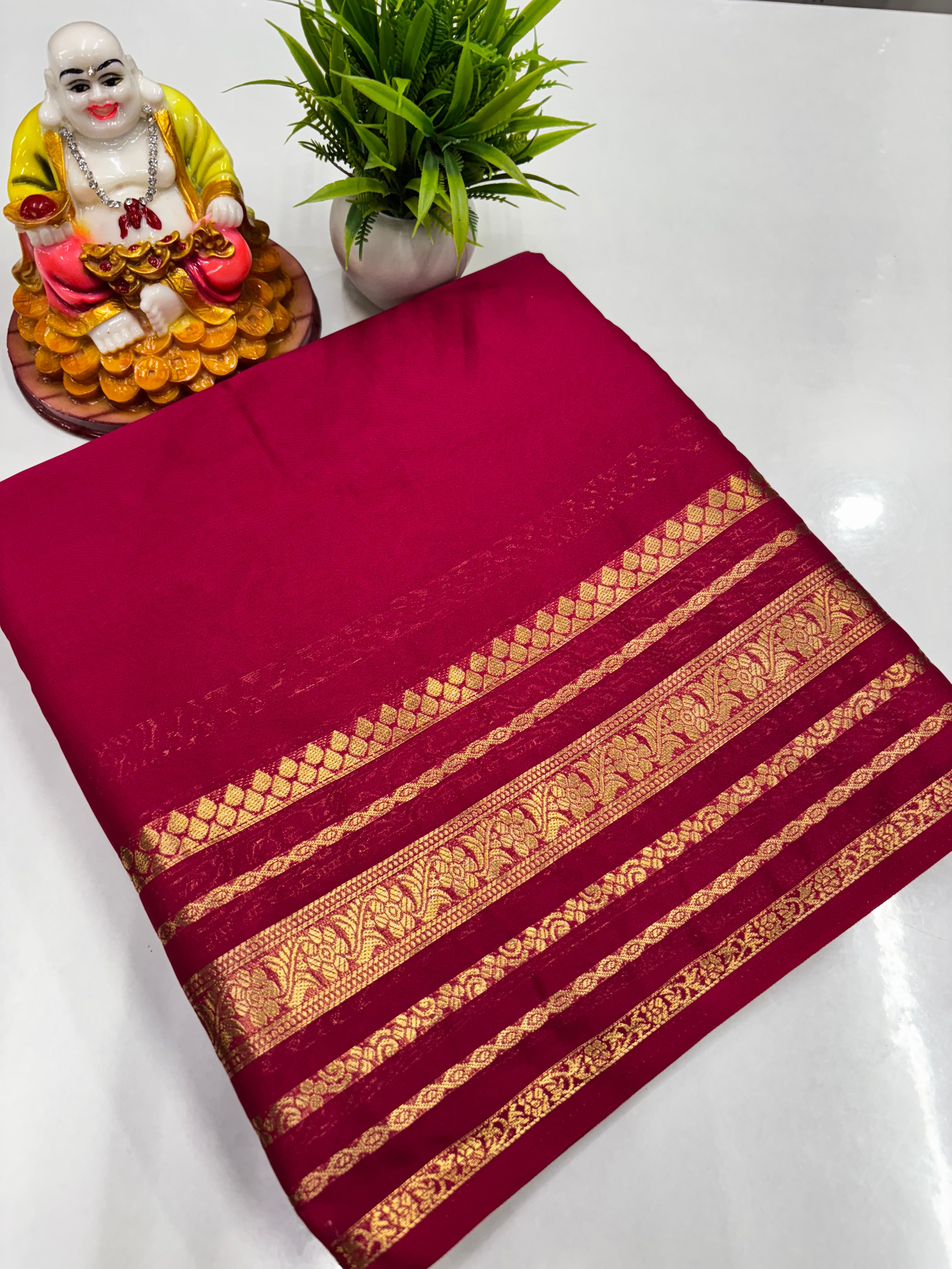 Elegant Semi Crepe Saree with Beautiful Self Colors – Padmavathi Silks and Sarees
