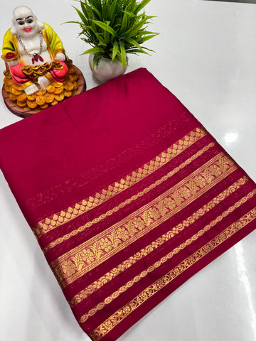 Elegant Semi Crepe Saree with Beautiful Self Colors – Padmavathi Silks and Sarees
