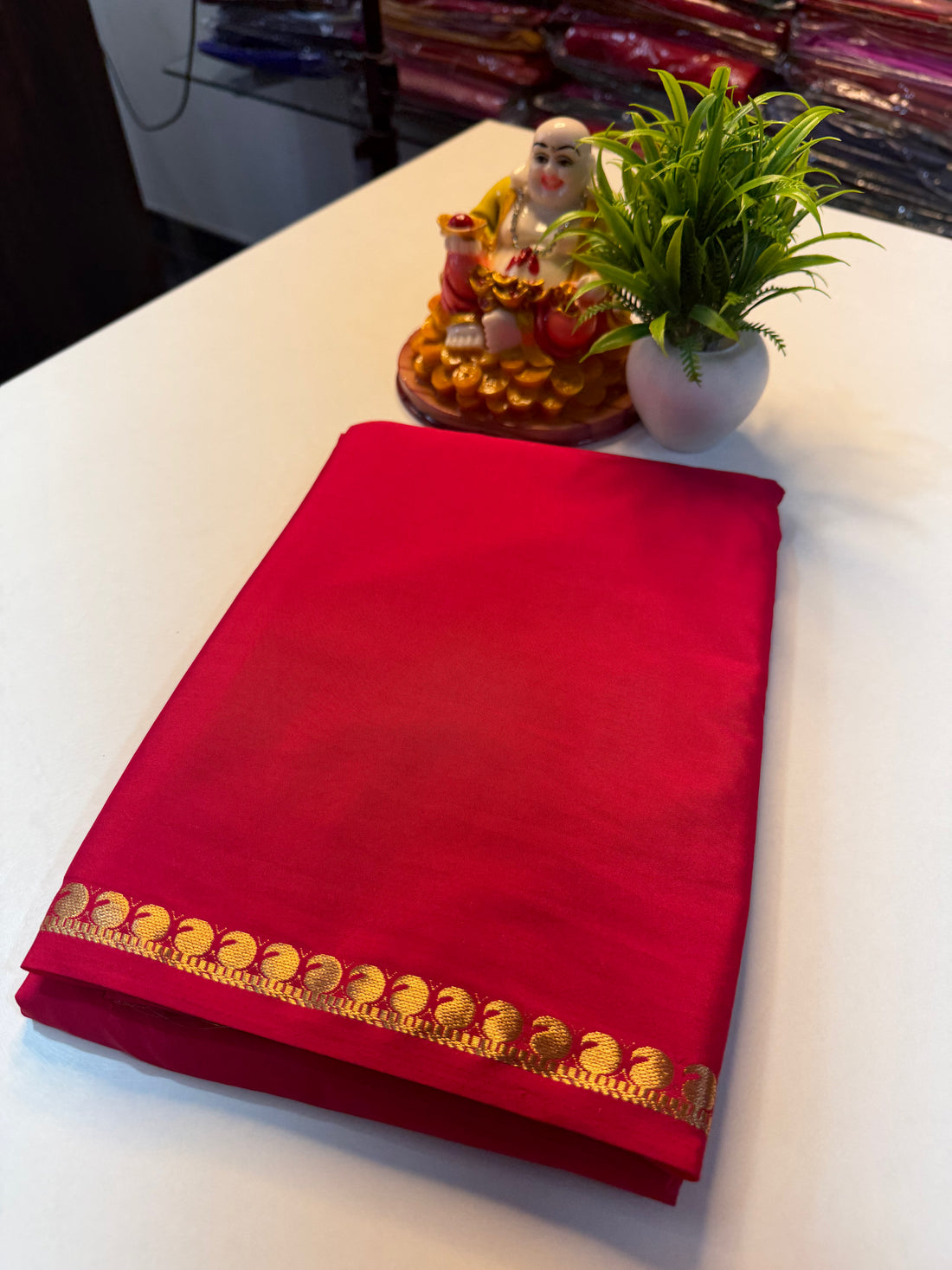 Premium Mysore Crape Silk Saree with Small Border & Chit pallu …