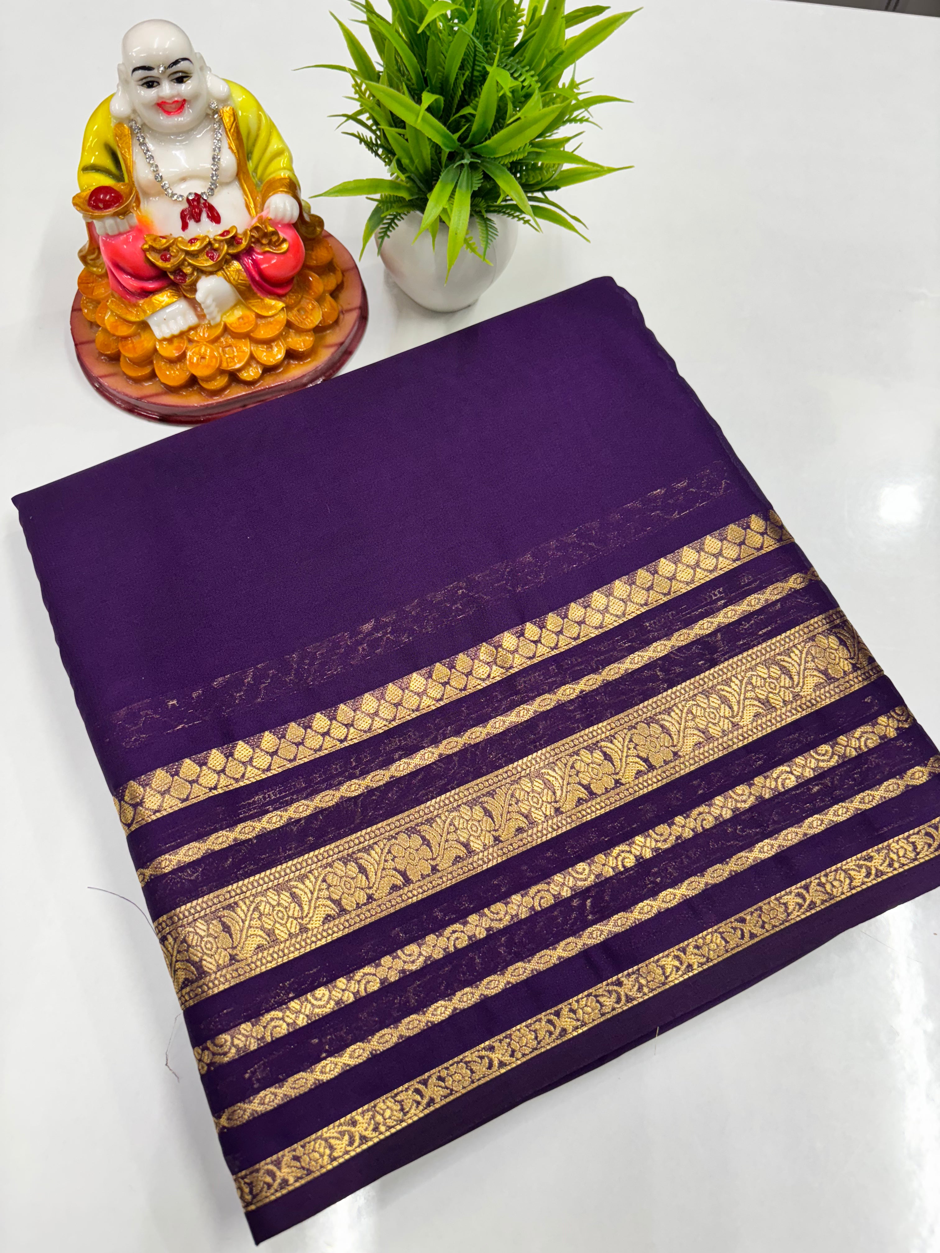 Elegant Semi Crepe Saree with Beautiful Self Colors – Padmavathi Silks and Sarees