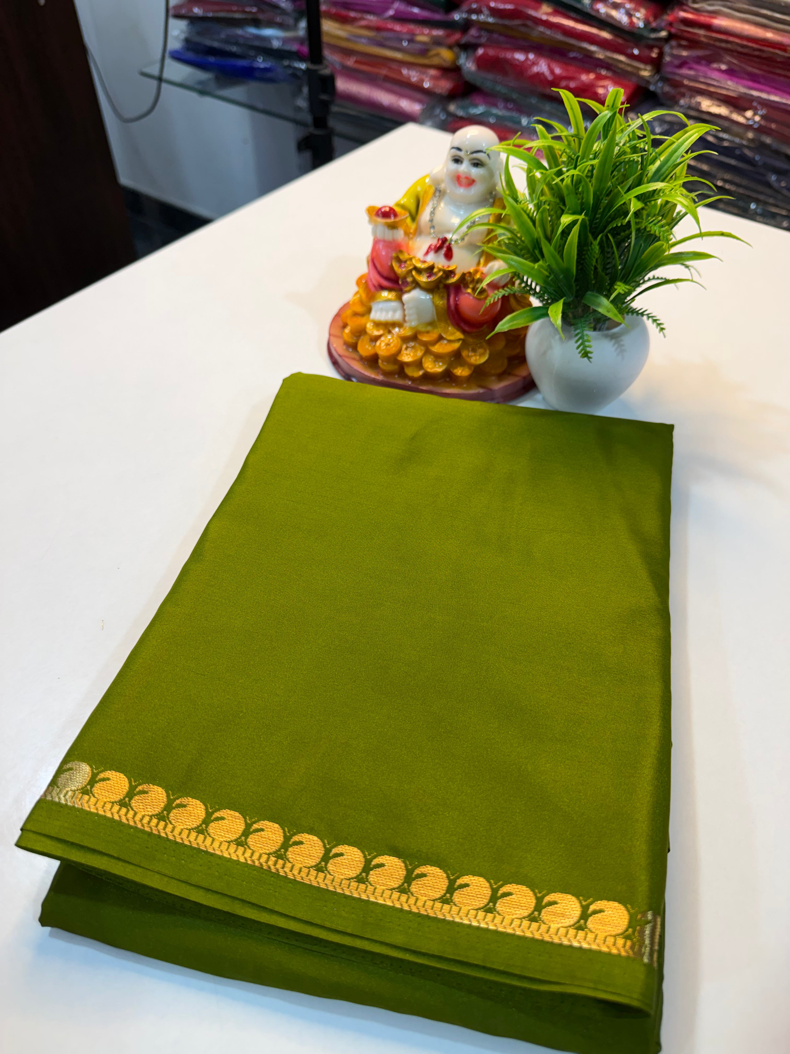 Premium Mysore Crape Silk Saree with Small Border & Chit pallu …