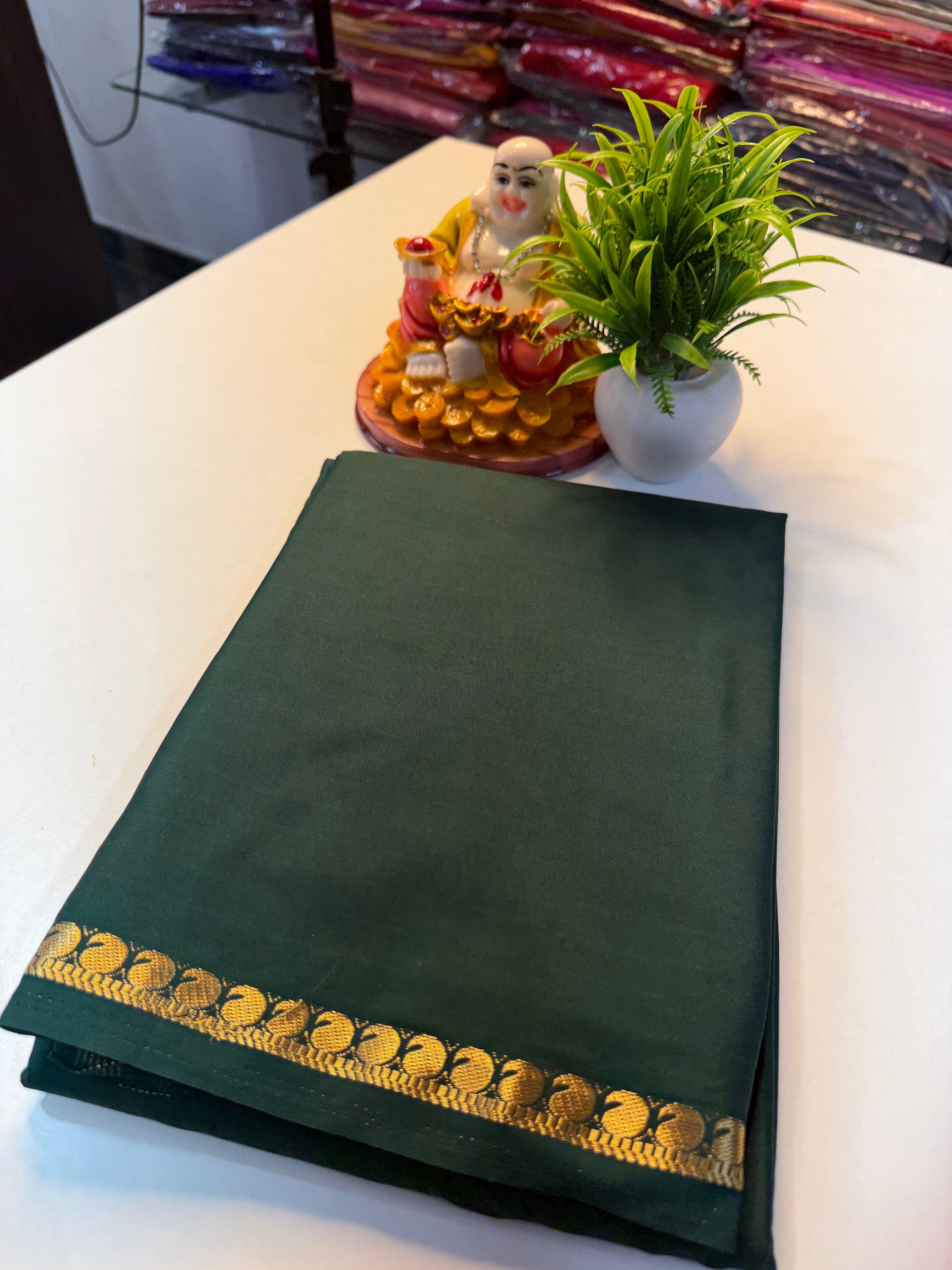 Premium Mysore Crape Silk Saree with Small Border & Chit pallu …