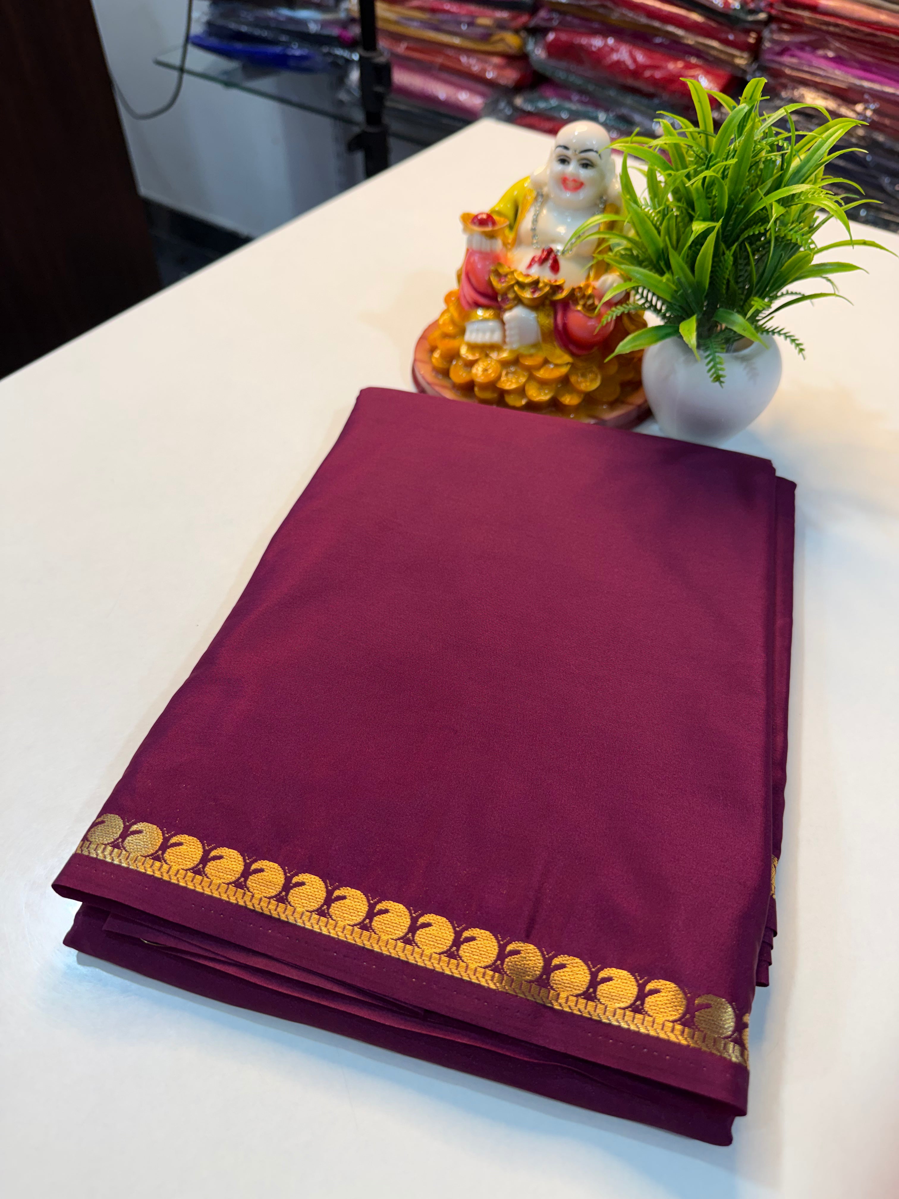 Premium Mysore Crape Silk Saree with Small Border & Chit pallu …