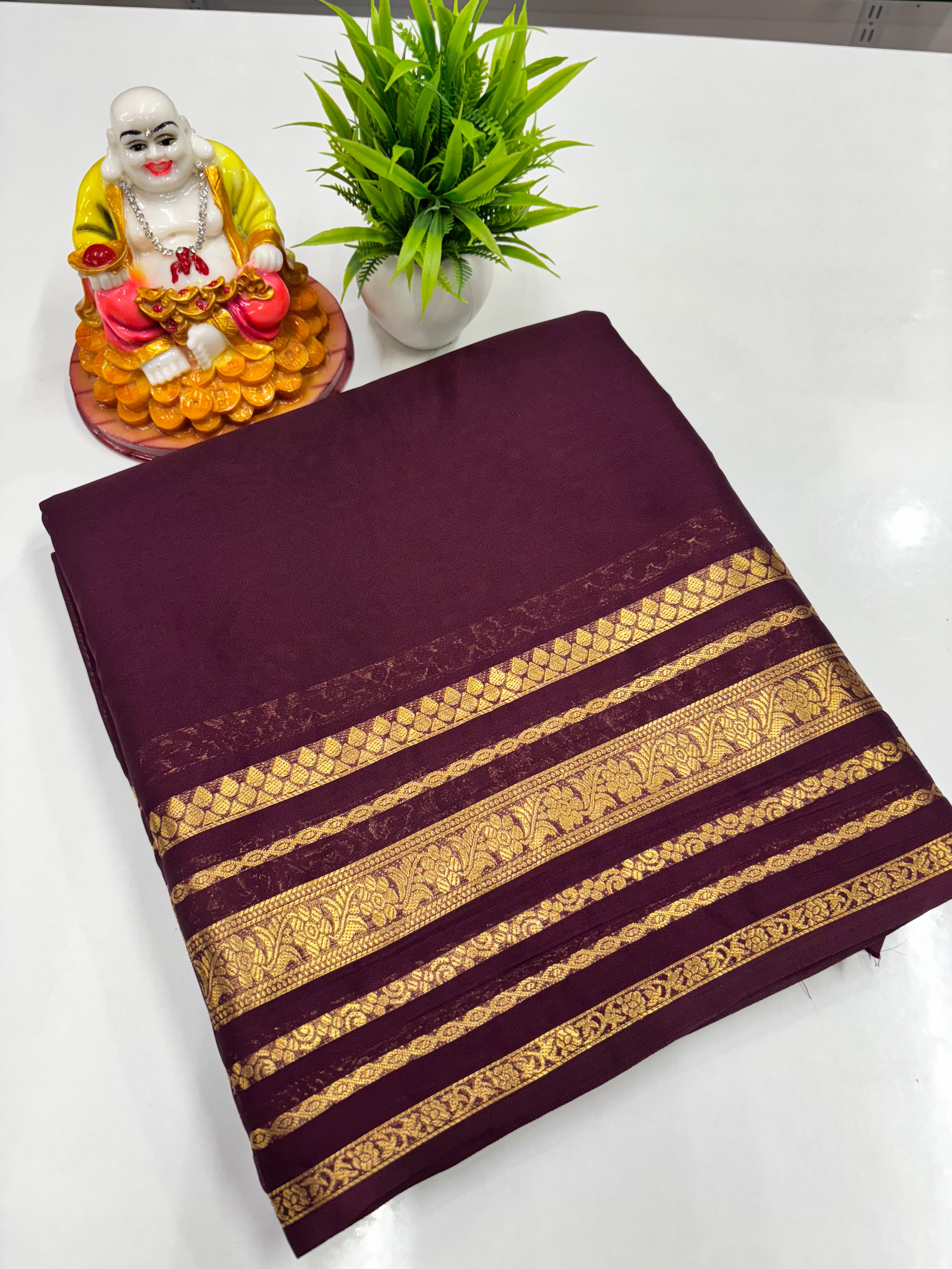 Elegant Semi Crepe Saree with Beautiful Self Colors – Padmavathi Silks and Sarees