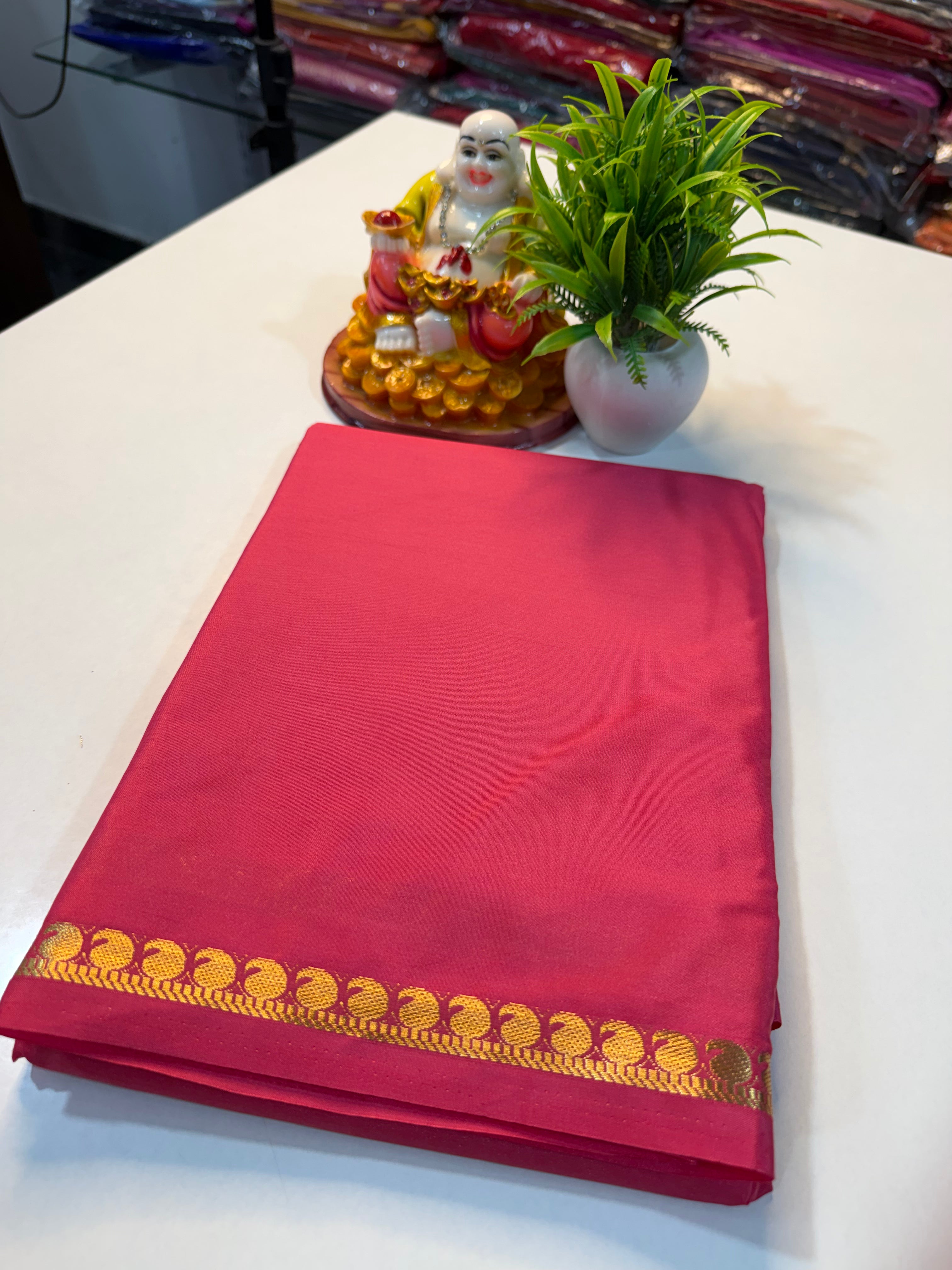 Premium Mysore Crape Silk Saree with Small Border & Chit pallu …