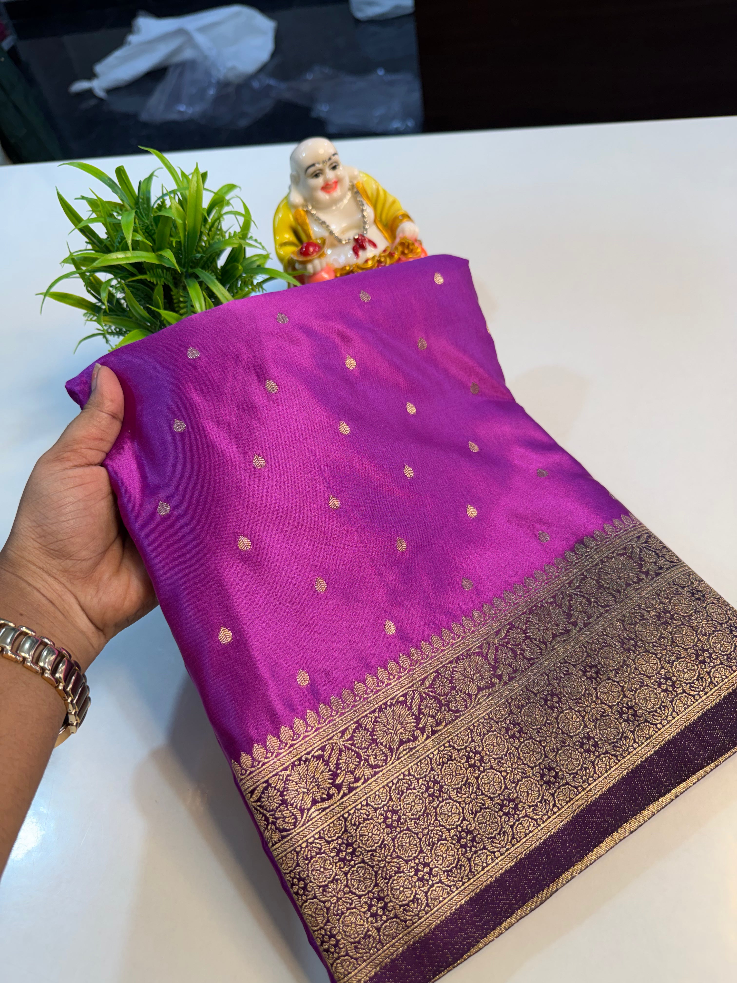 Premium Satin Saree with Buttas, Rich Pallu & Butta Blouse | Padmavathi Silks and Sarees…