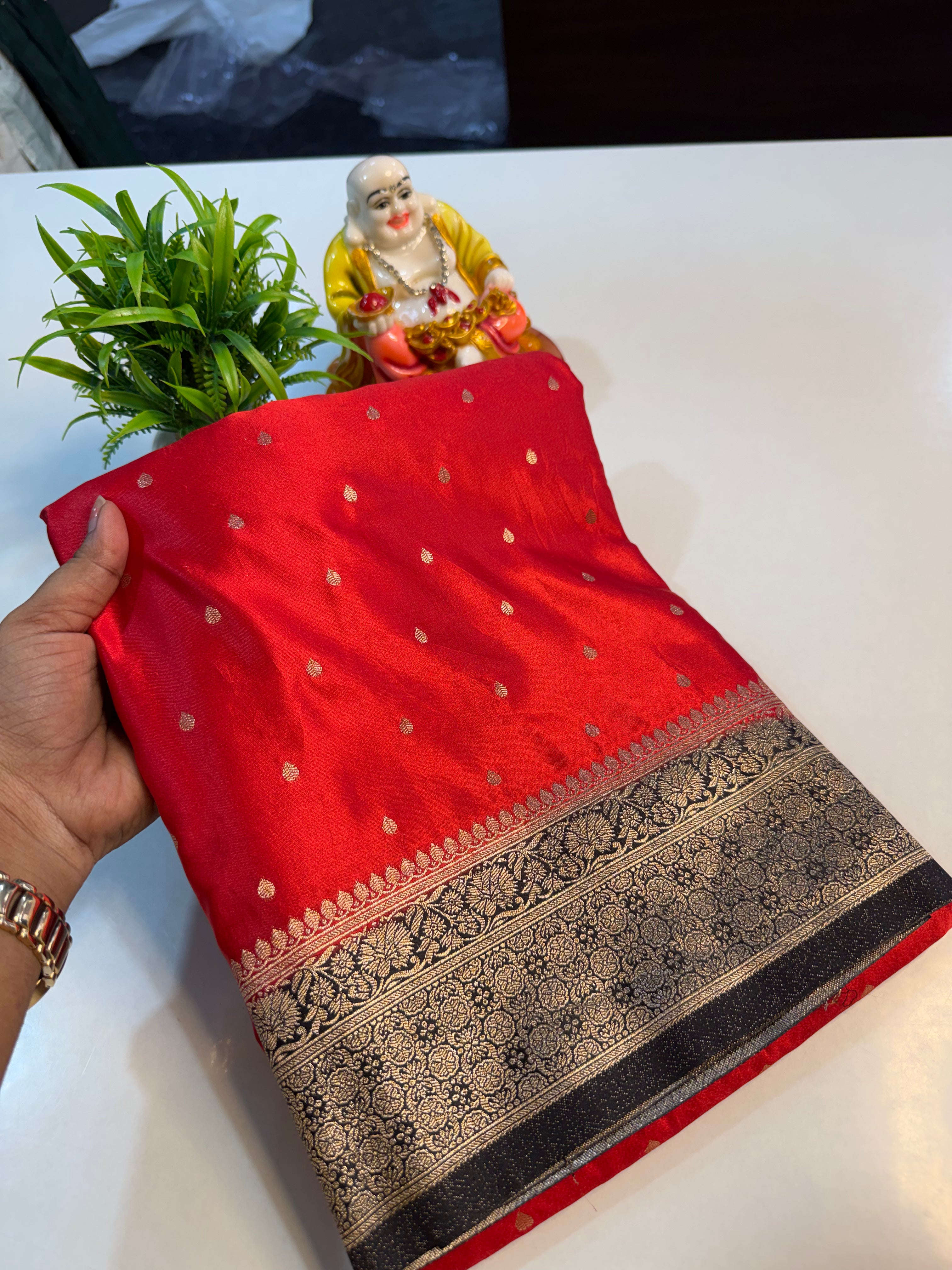 Premium Satin Saree with Buttas, Rich Pallu & Butta Blouse | Padmavathi Silks and Sarees…