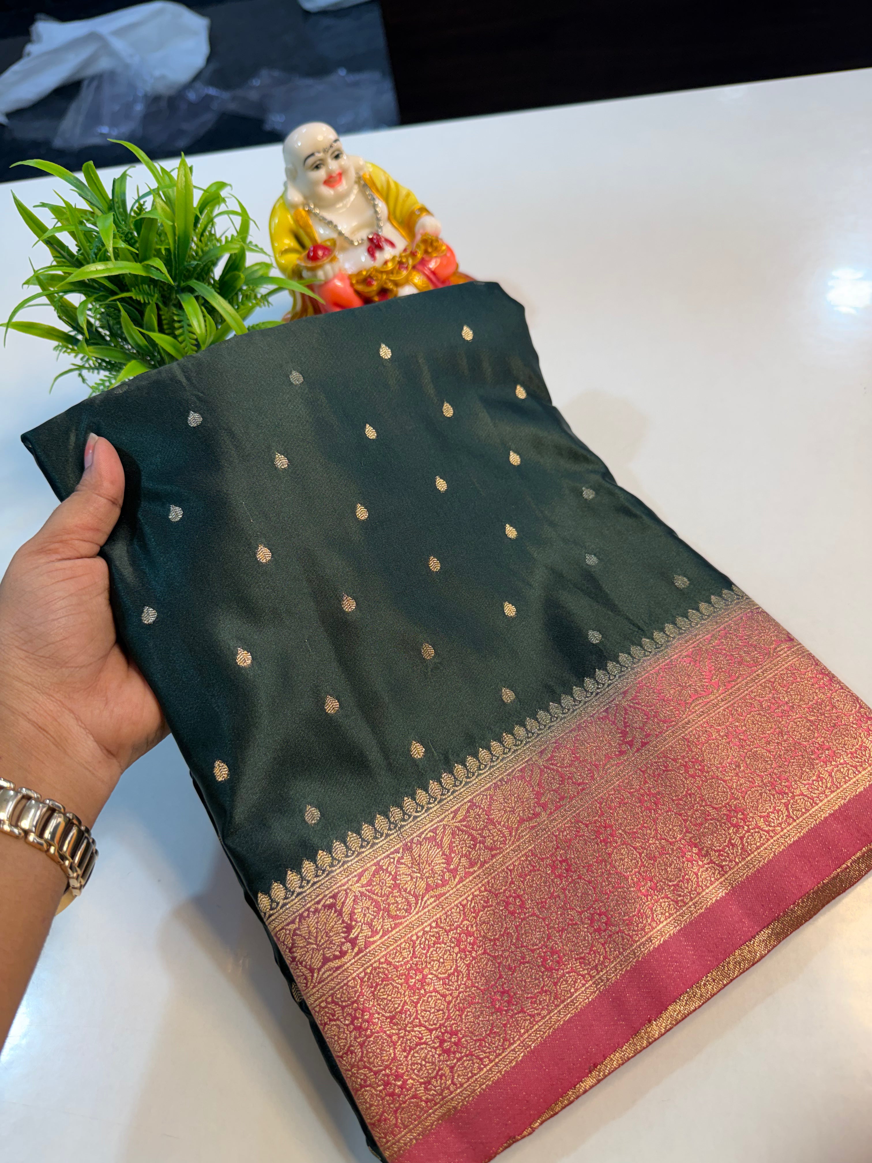 Premium Satin Saree with Buttas, Rich Pallu & Butta Blouse | Padmavathi Silks and Sarees…