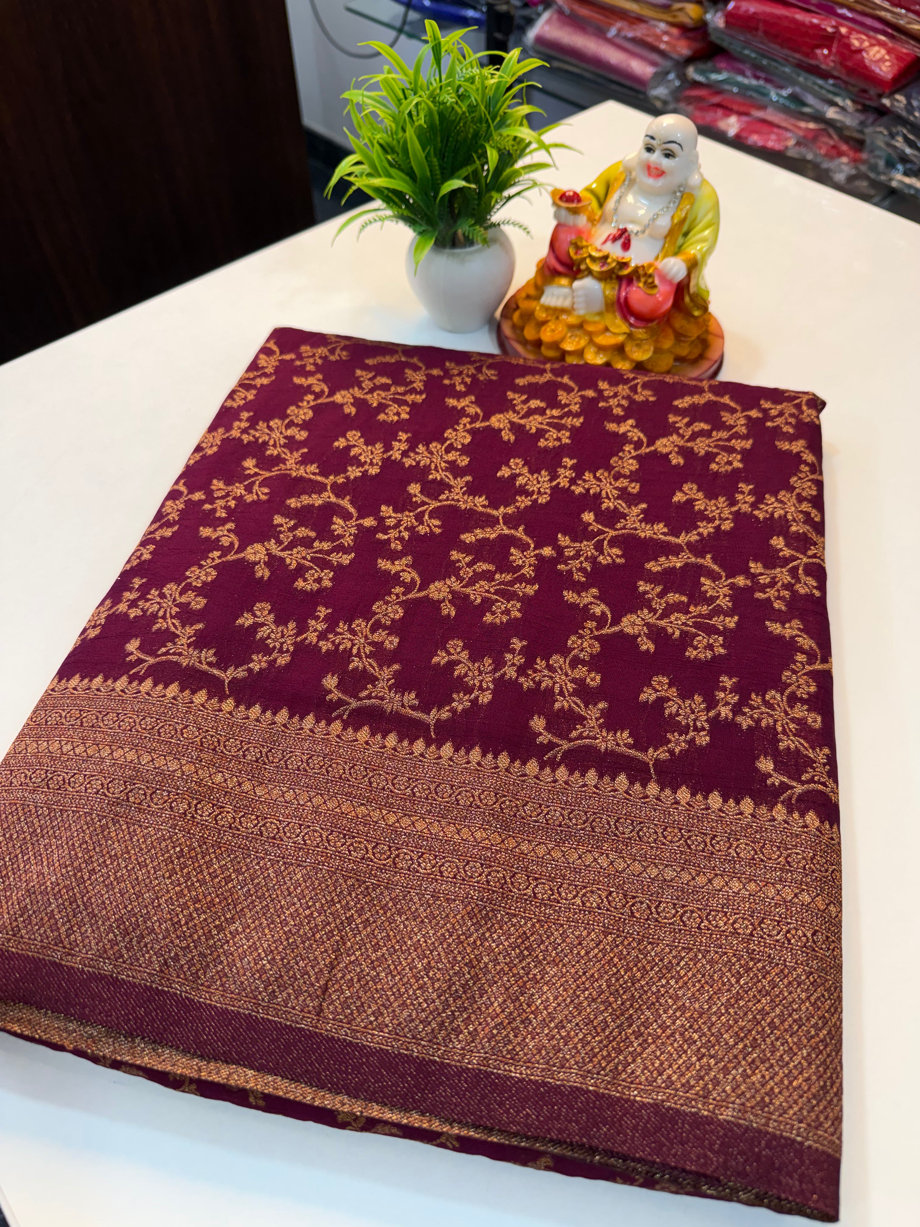premium Georgette Saree with Meenakari Pattern, Rich Pallu &amp; Coco Zari Weaving | Padmavathi Silks and Sarees…