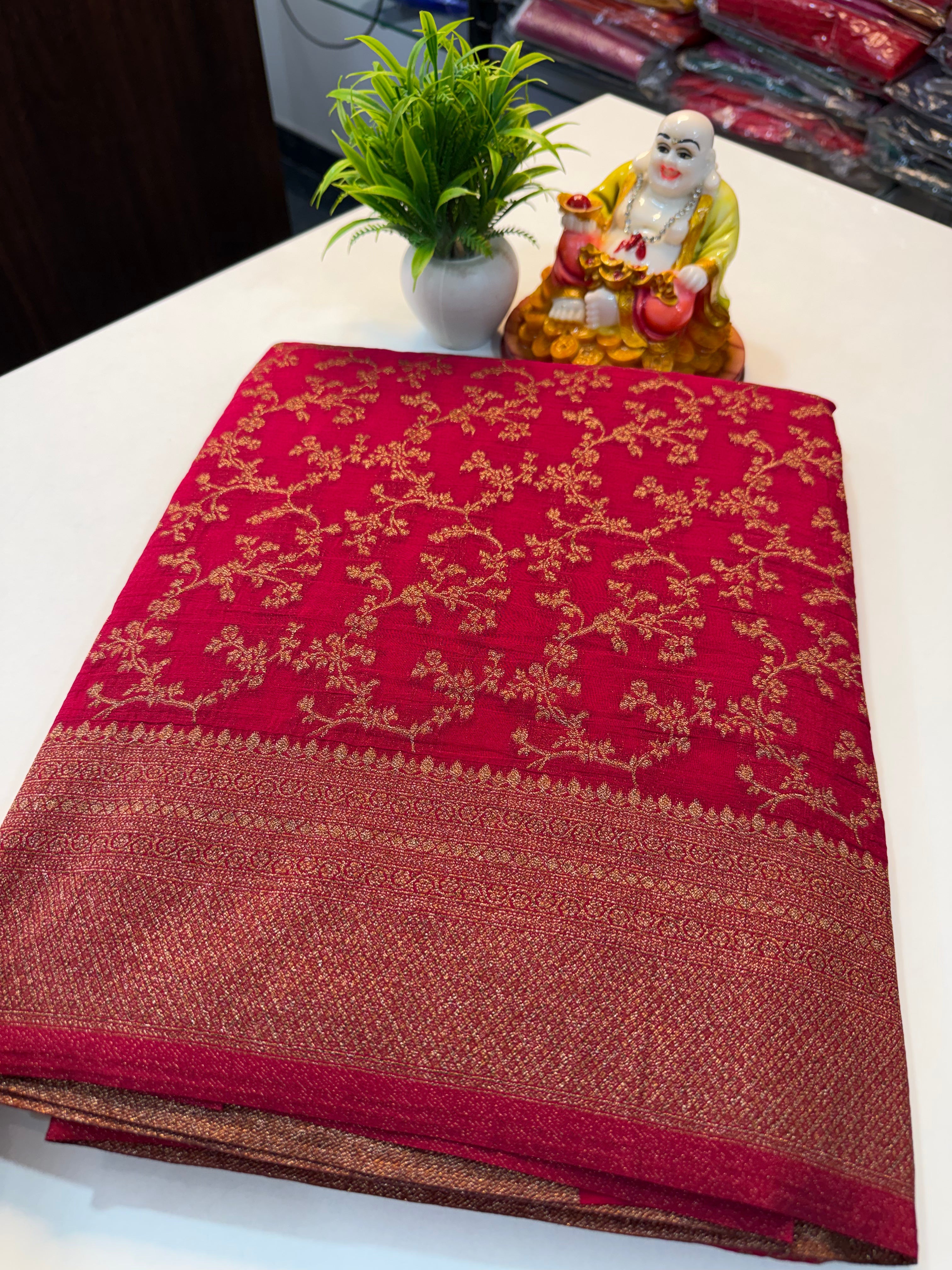 Premium Georgette Saree with Meenakari Pattern, Rich Pallu & Coco Zari Weaving | Padmavathi Silks and Sarees