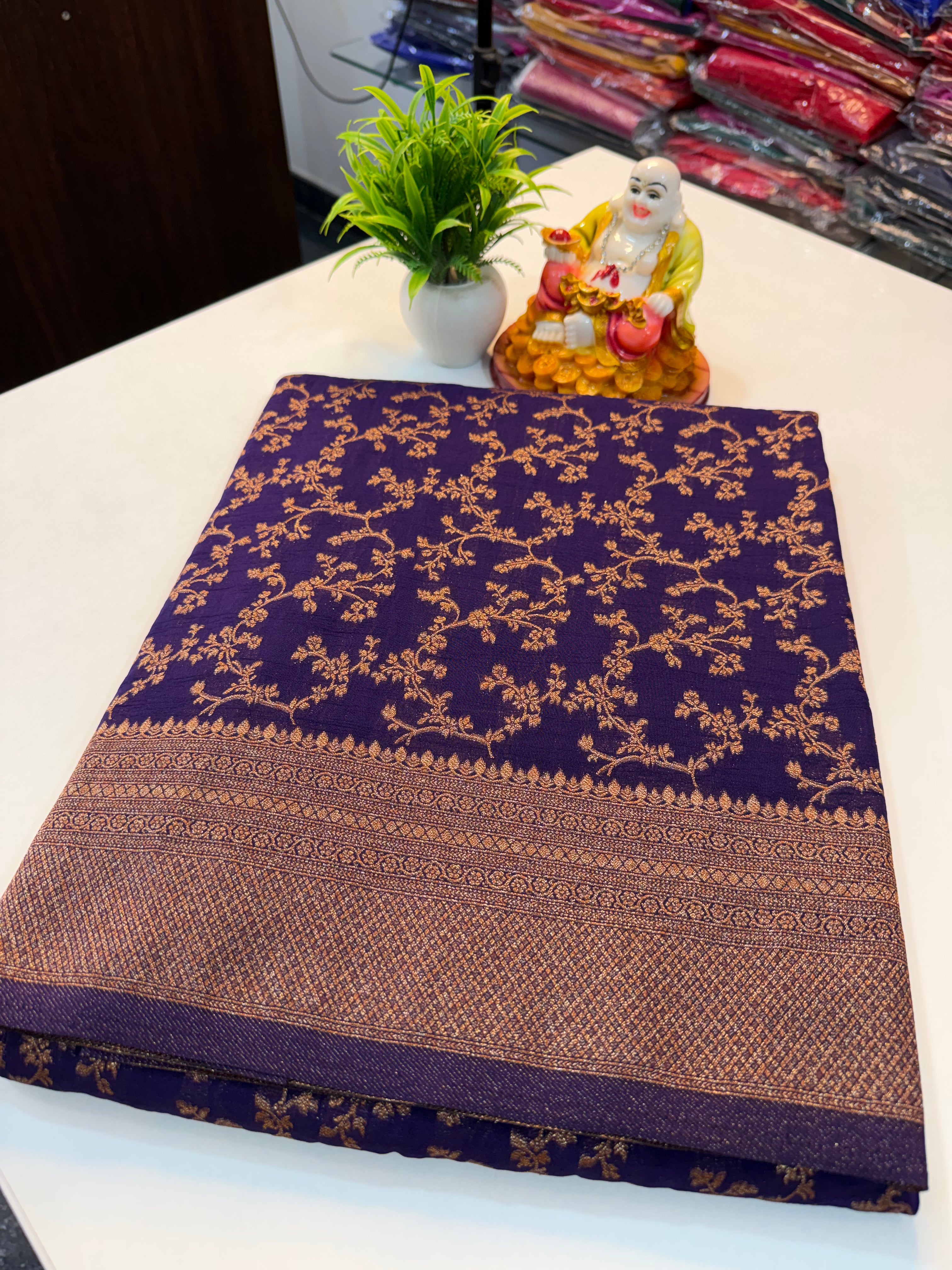 Premium Georgette Saree with Meenakari Pattern, Rich Pallu & Coco Zari Weaving | Padmavathi Silks and Sarees