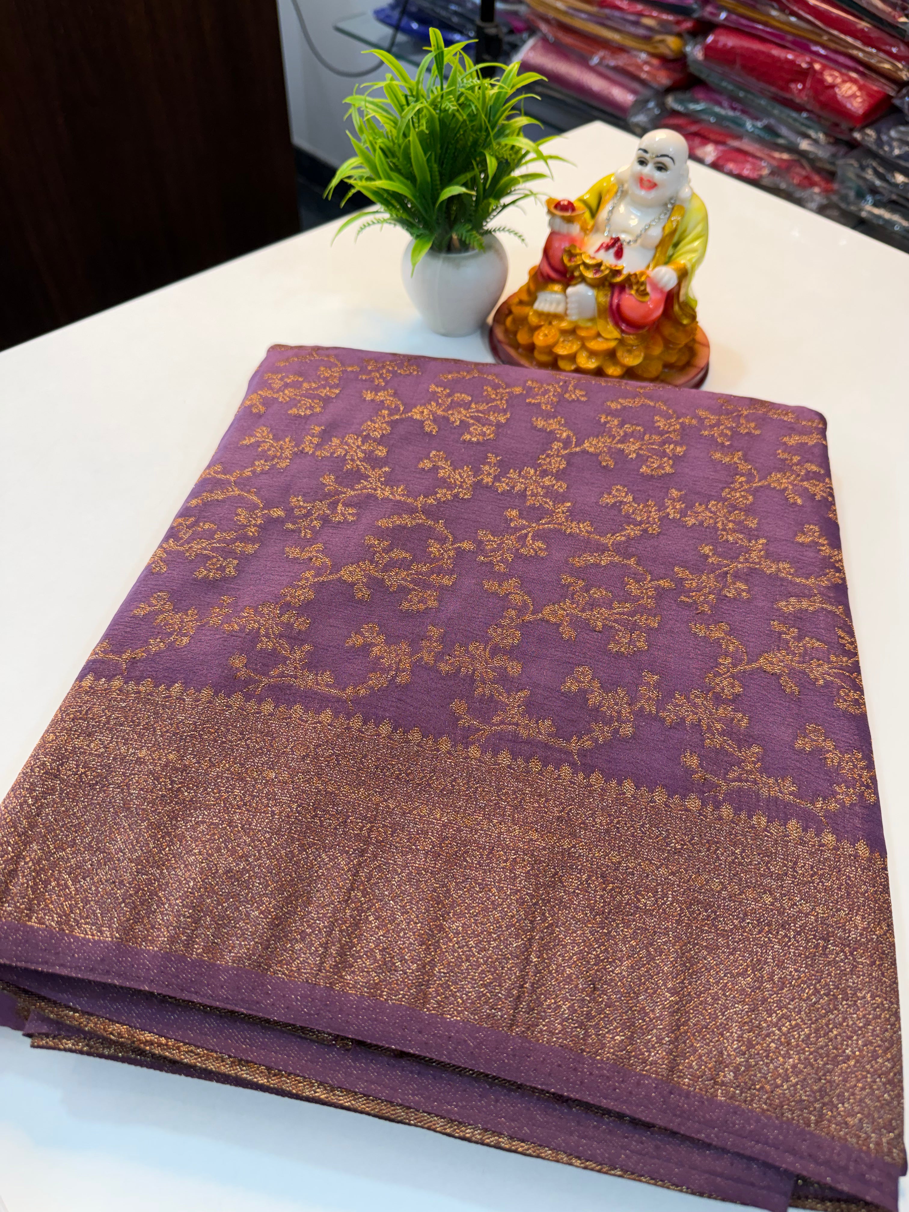 Premium Georgette Saree with Meenakari Pattern, Rich Pallu & Coco Zari Weaving | Padmavathi Silks and Sarees