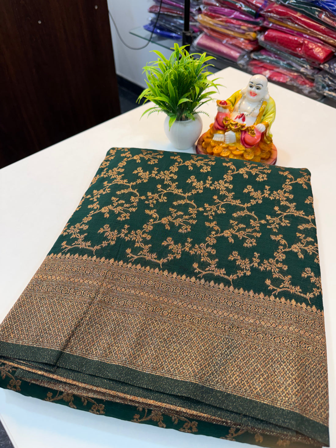 Premium Georgette Saree with Meenakari Pattern, Rich Pallu & Coco Zari Weaving | Padmavathi Silks and Sarees