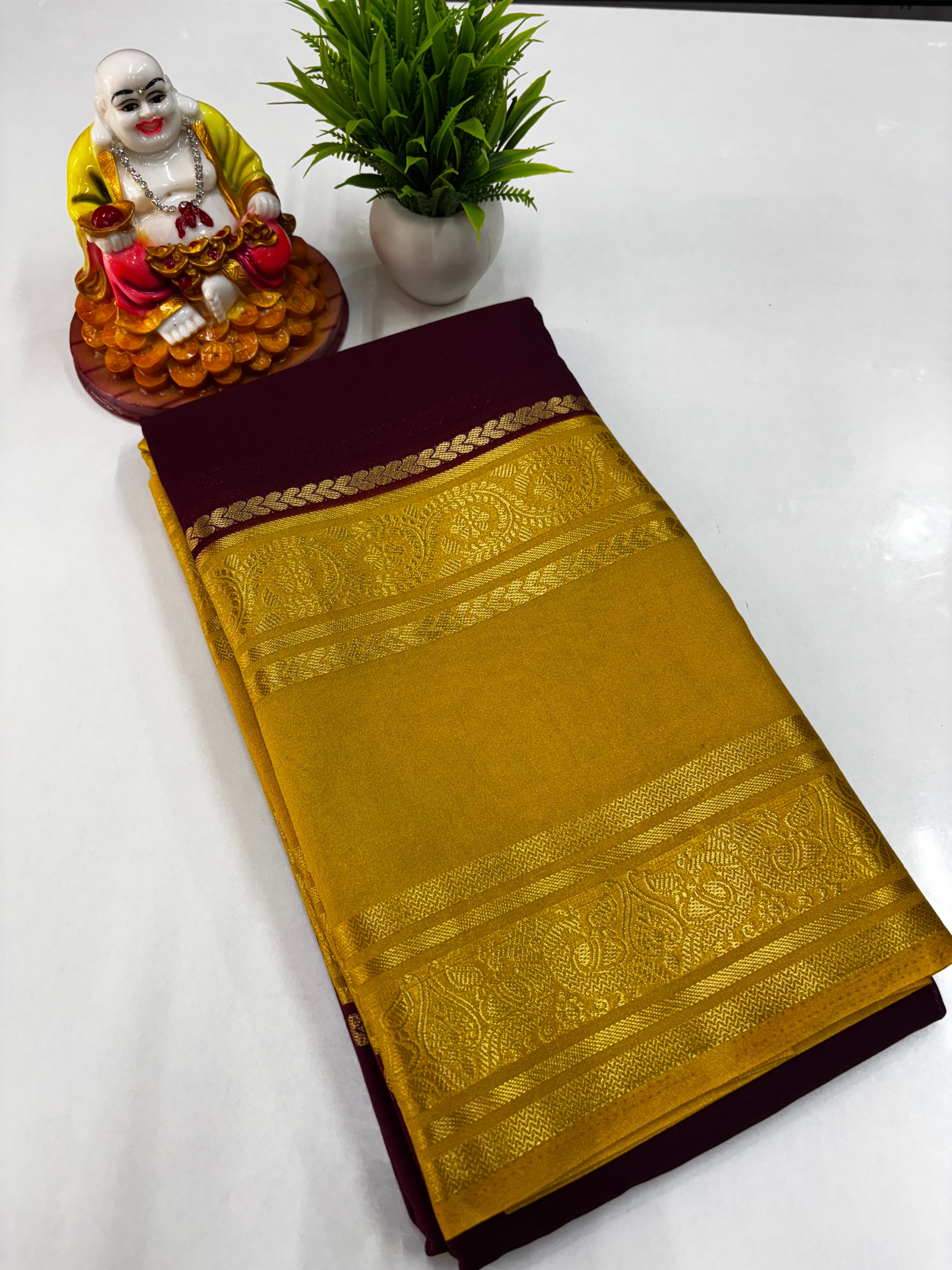 Semi Crepe Peacock Design Saree with Contrast Colors – Padmavathi Silks and Sarees
