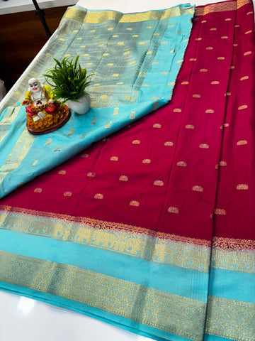 Mysore Crepe Silk Saree with Elephant Bentex Border