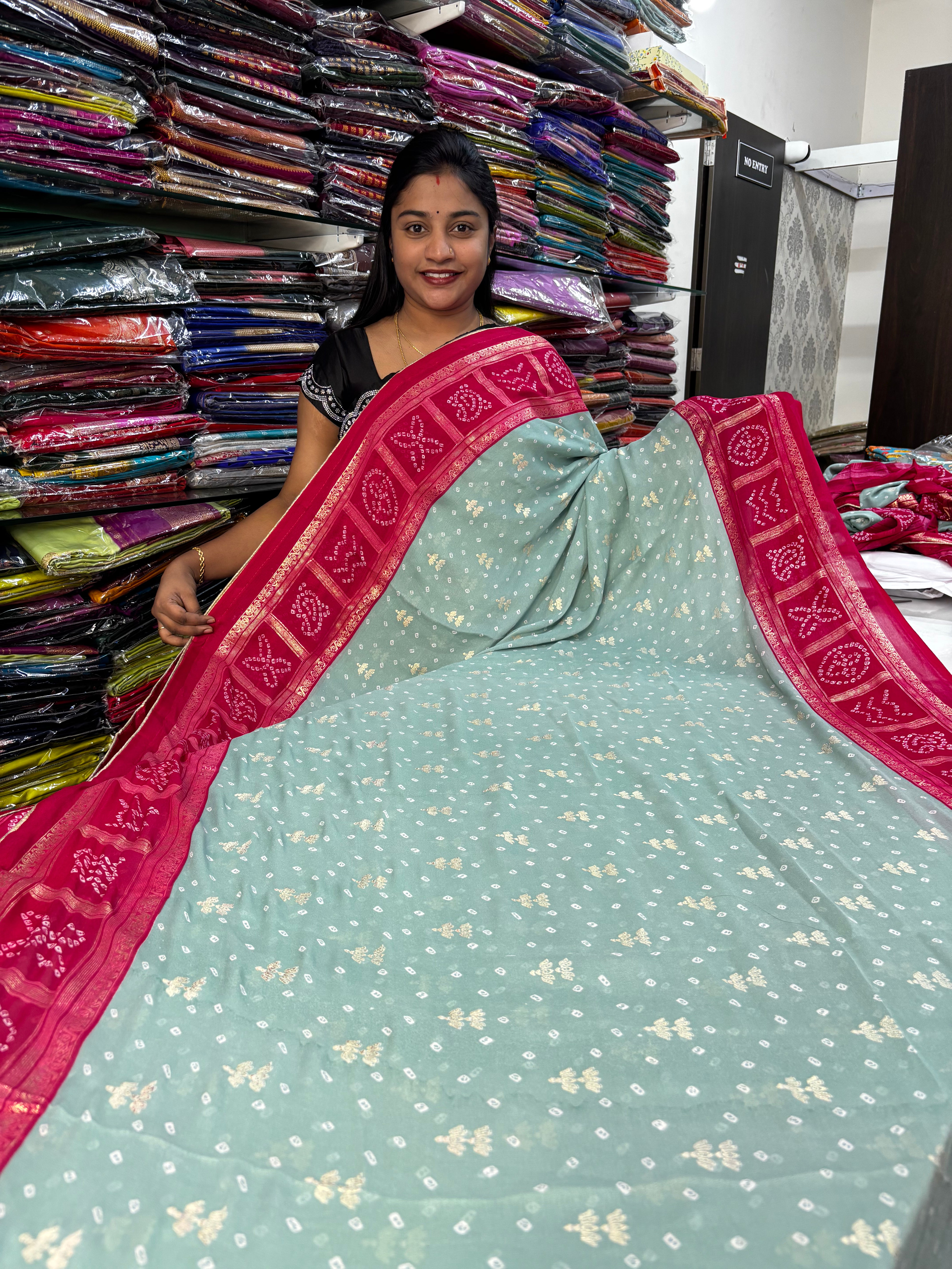 Beautiful Bandhini Design Fancy Saree