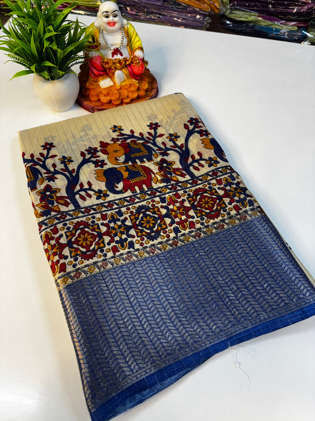 🌸 Beautiful Kalamkari Dola Silk Saree 🌸