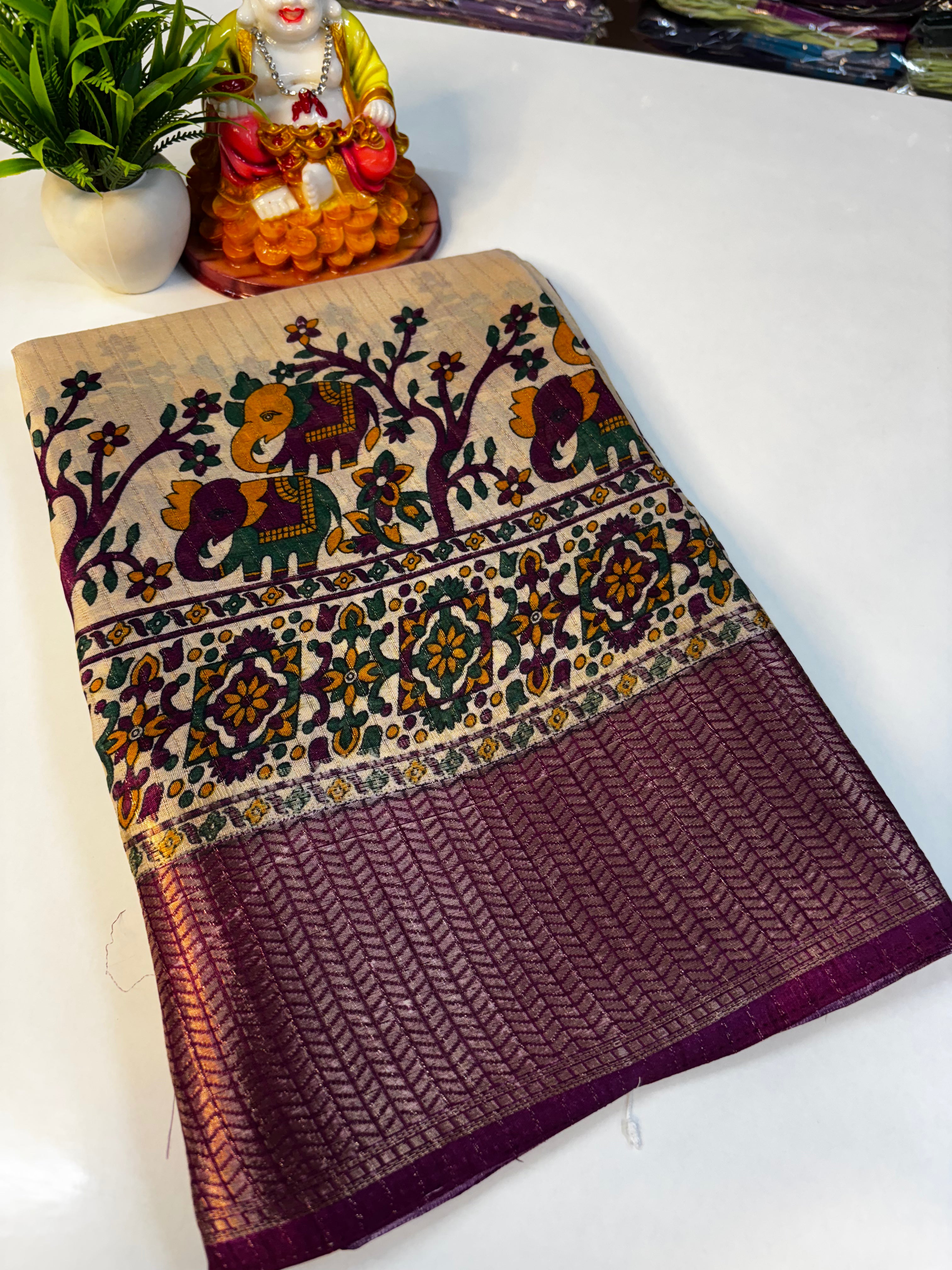 🌸 Beautiful Kalamkari Dola Silk Saree 🌸