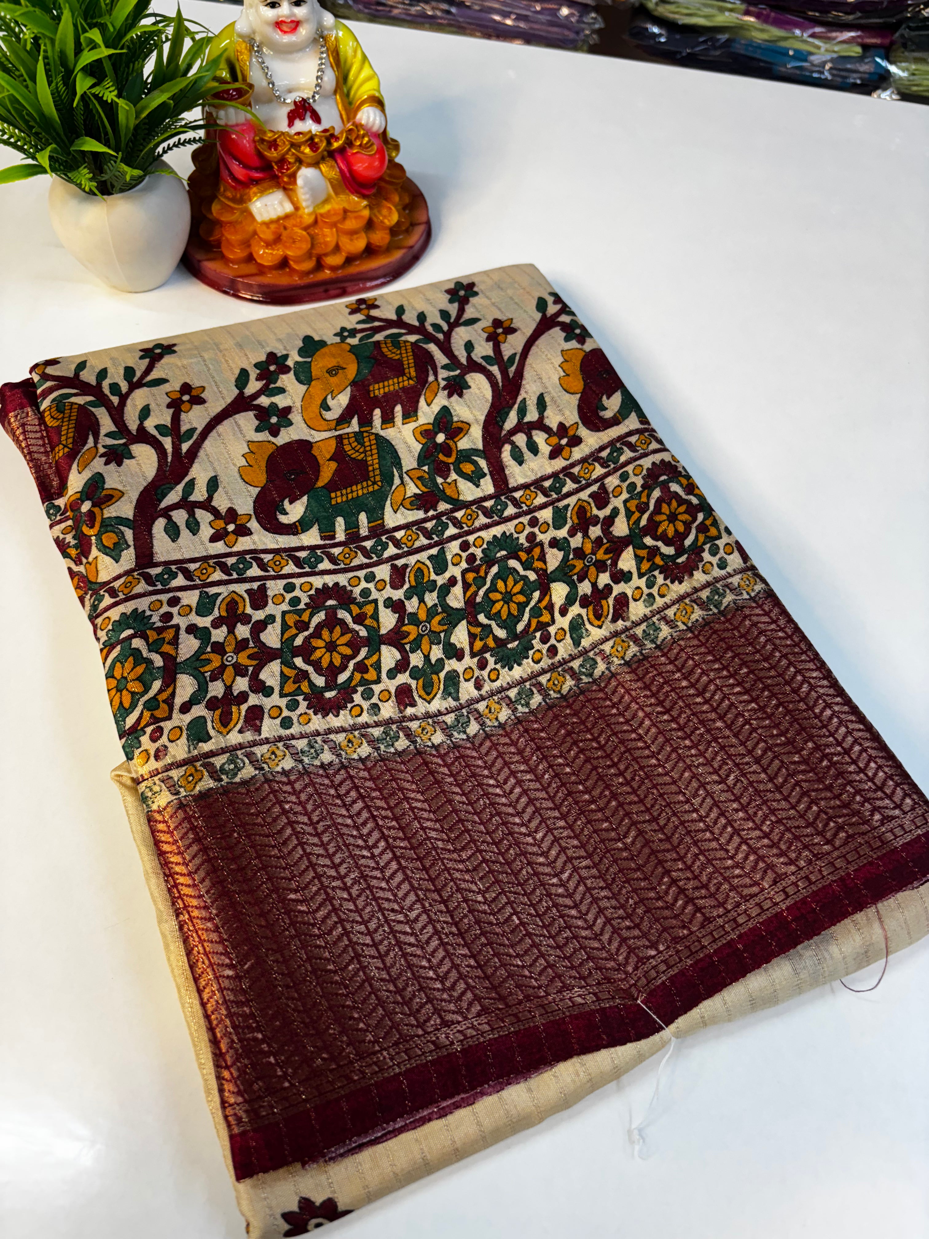 🌸 Beautiful Kalamkari Dola Silk Saree 🌸