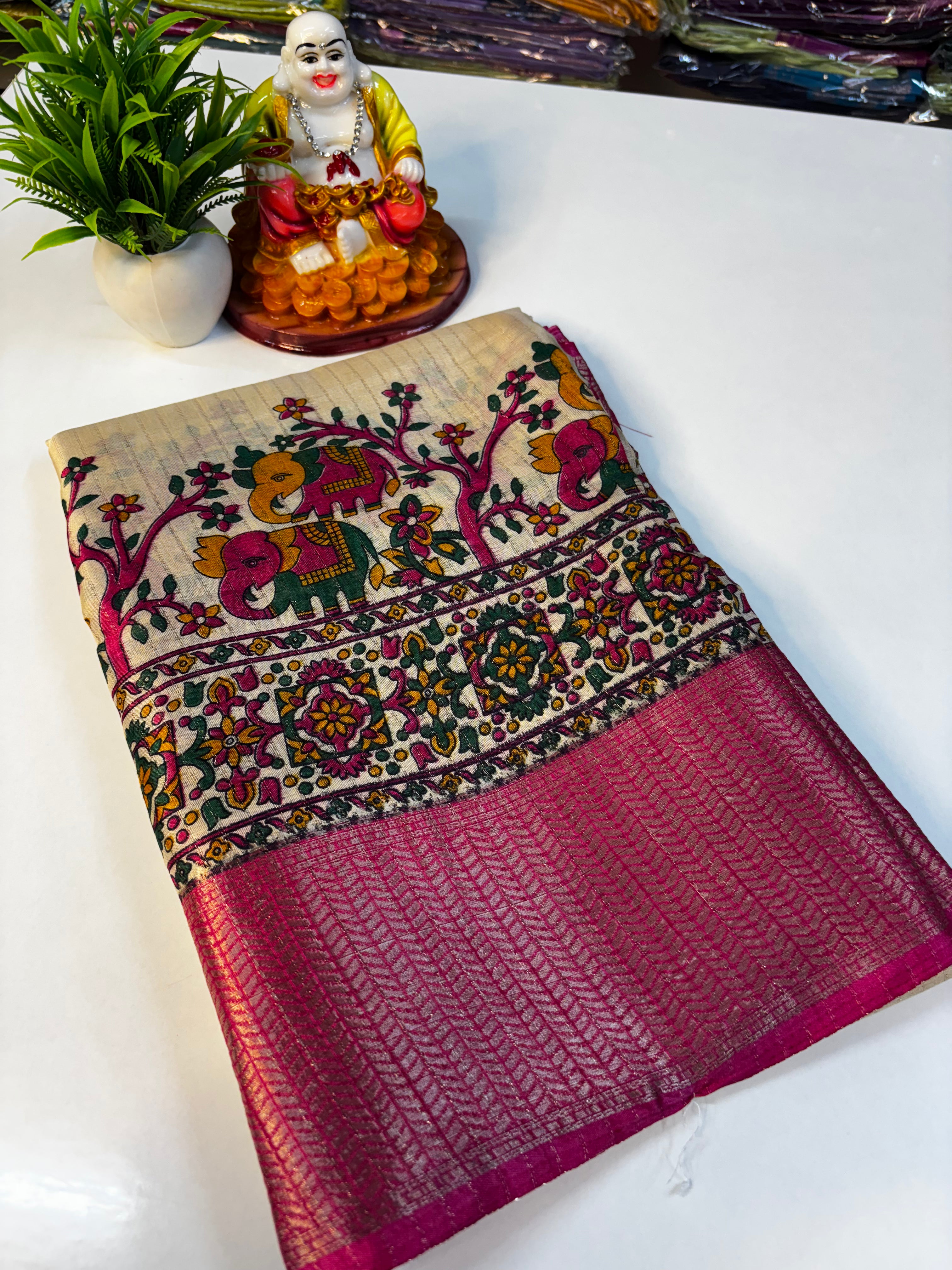 🌸 Beautiful Kalamkari Dola Silk Saree 🌸