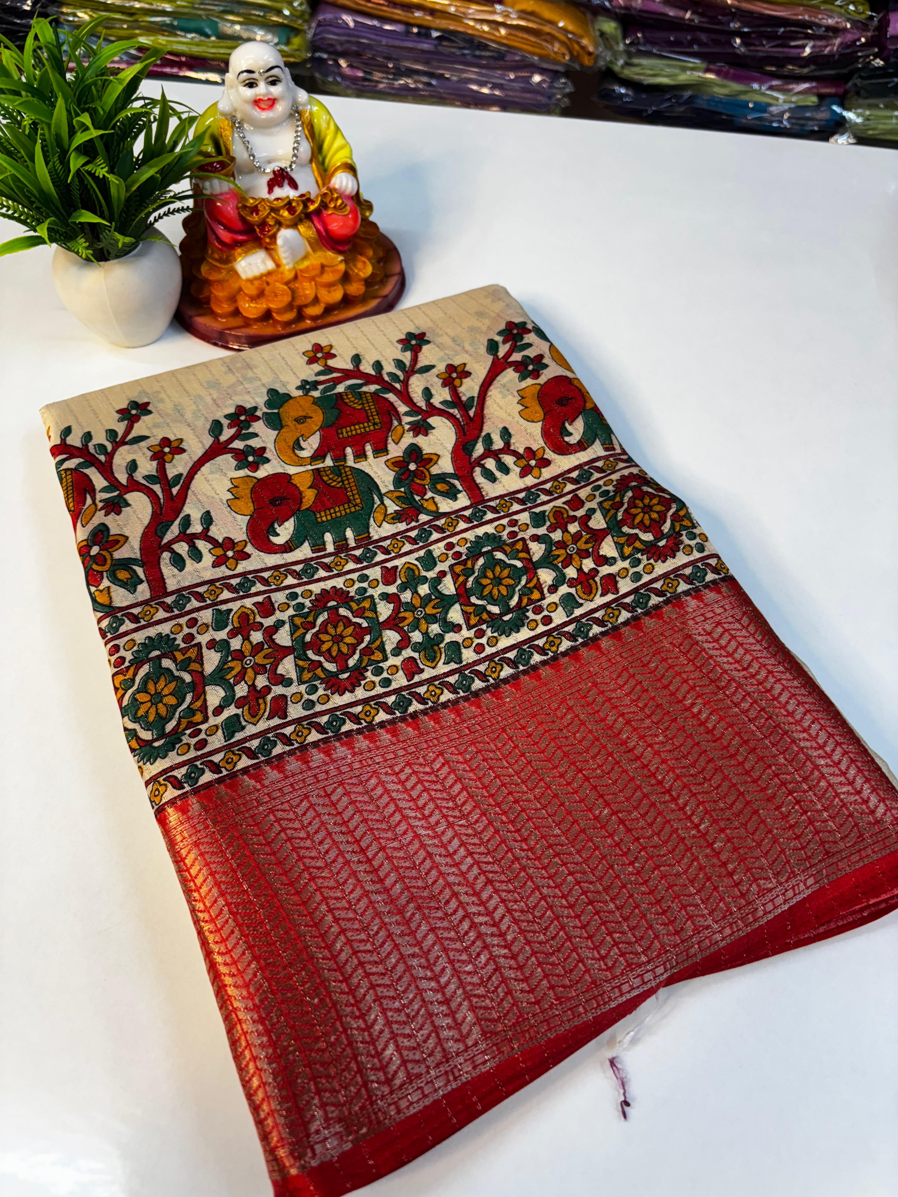 🌸 Beautiful Kalamkari Dola Silk Saree 🌸