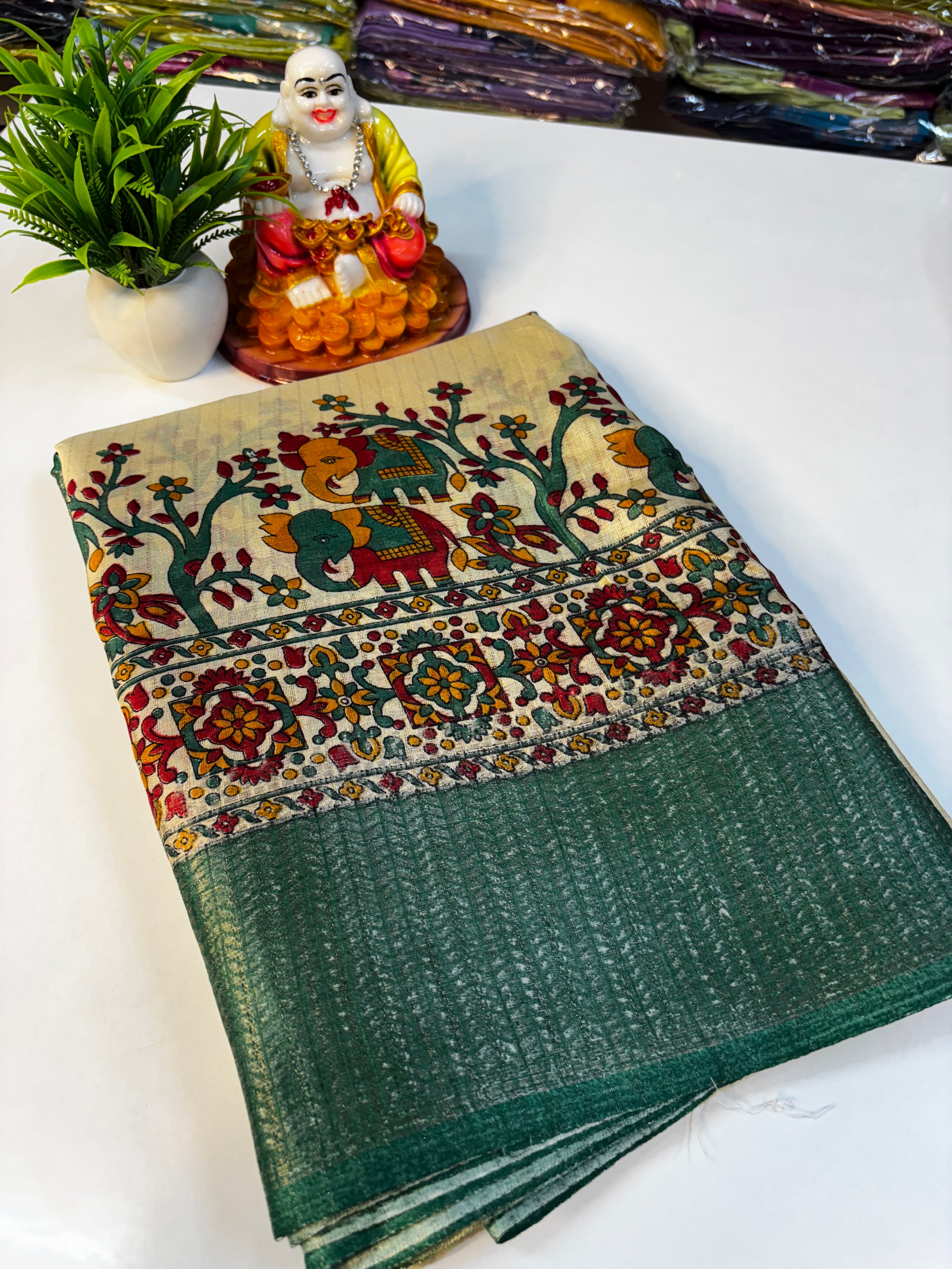 🌸 Beautiful Kalamkari Dola Silk Saree 🌸