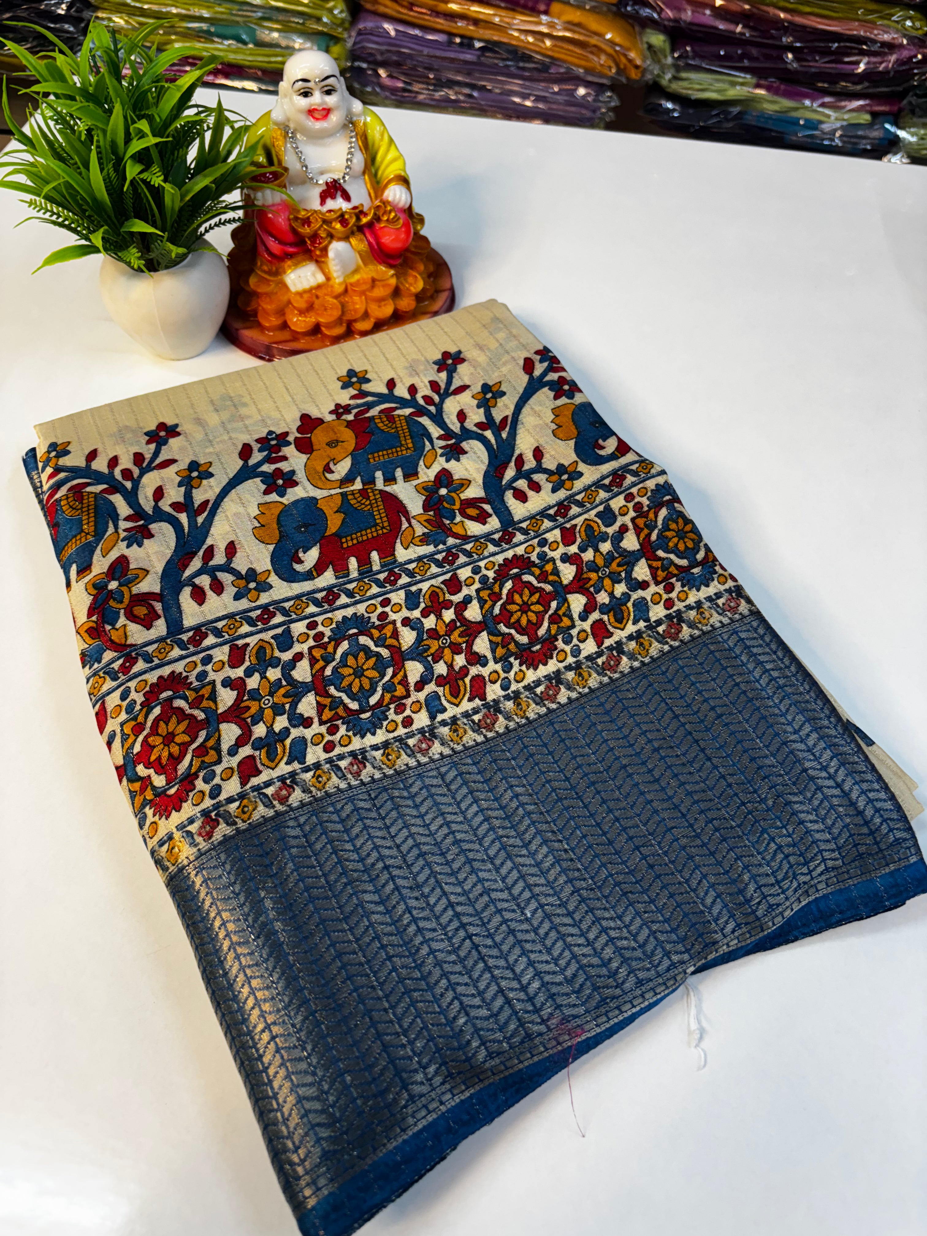 🌸 Beautiful Kalamkari Dola Silk Saree 🌸