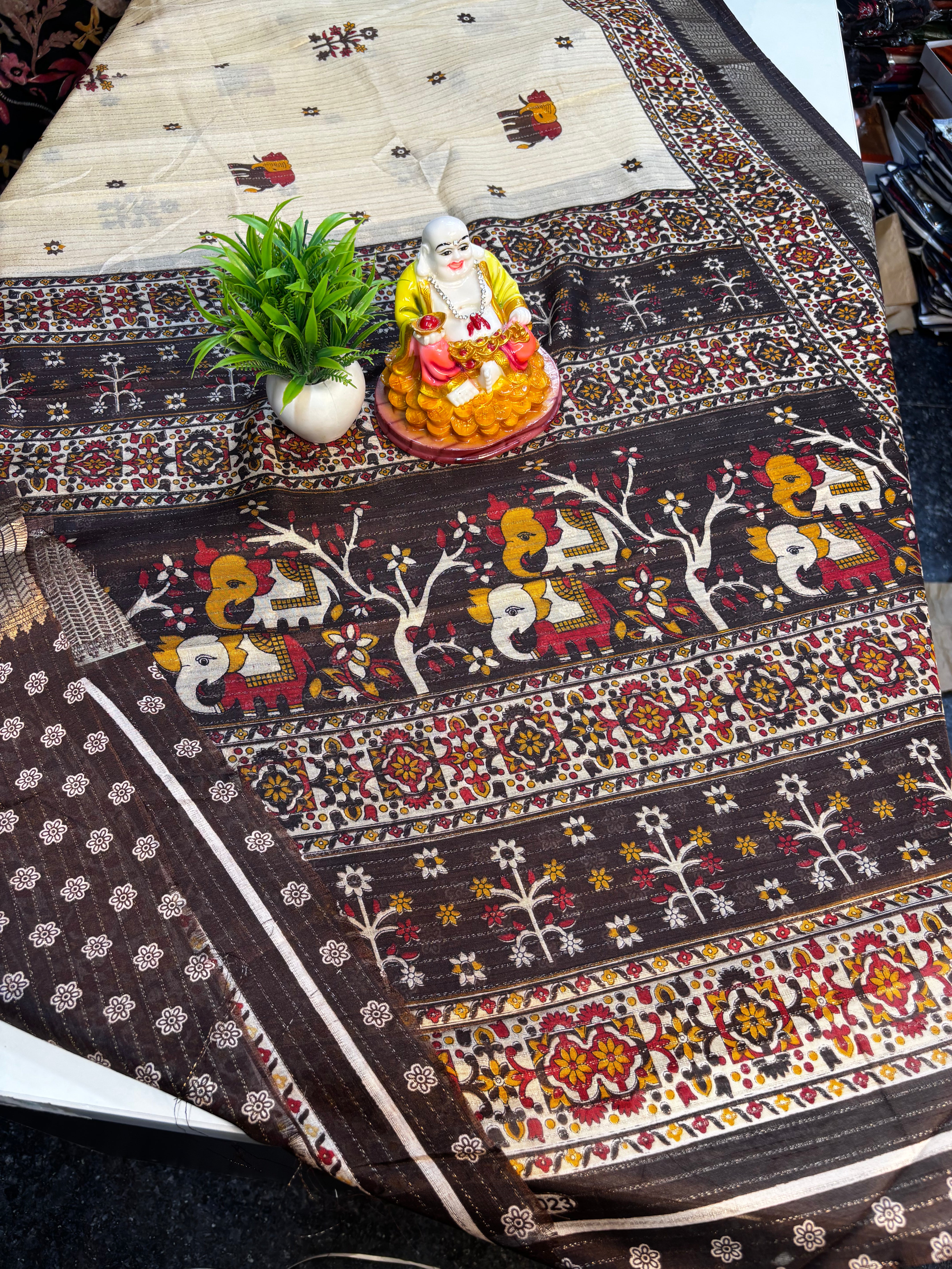 🌸 Beautiful Kalamkari Dola Silk Saree 🌸