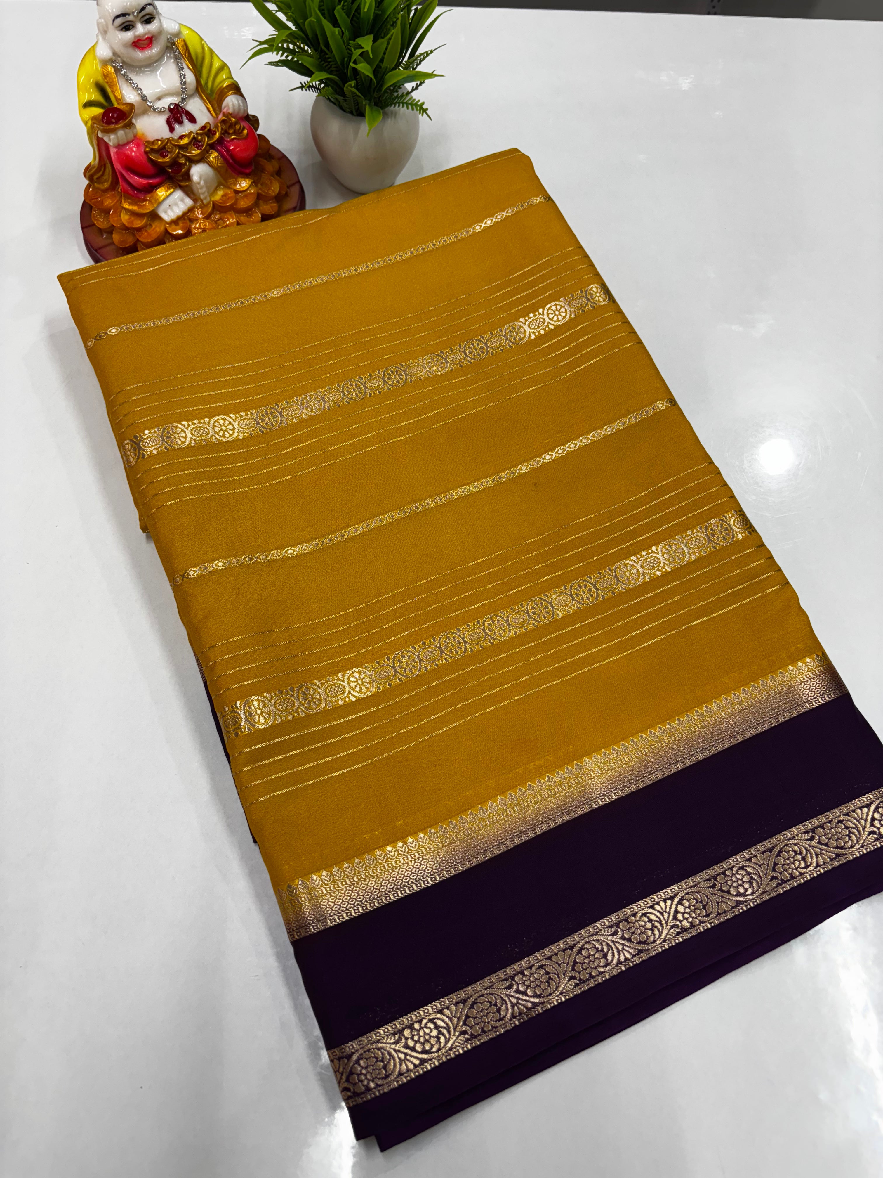 Semi Crepe Saree with Beautiful Stripes