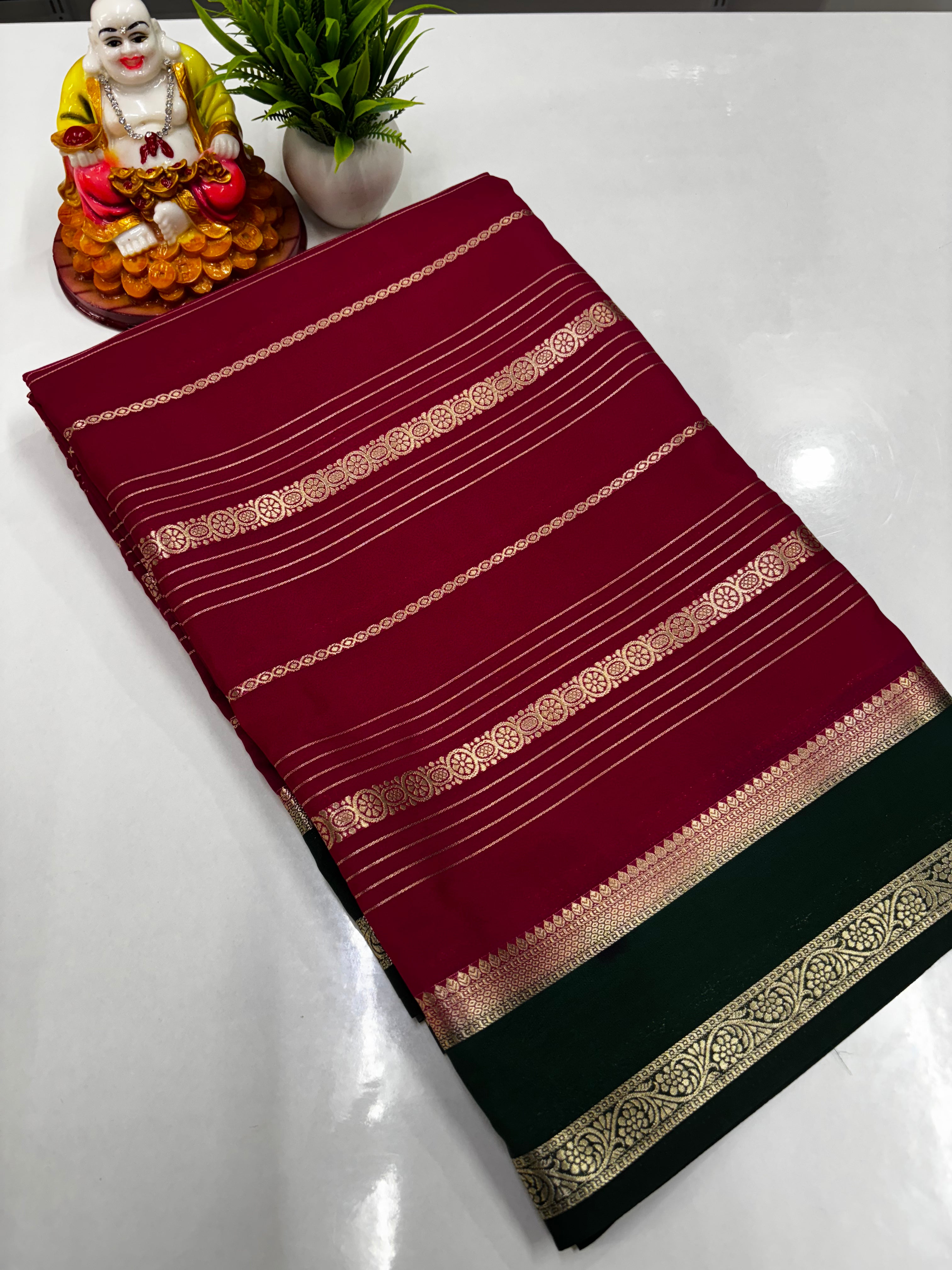 Semi Crepe Saree with Beautiful Stripes