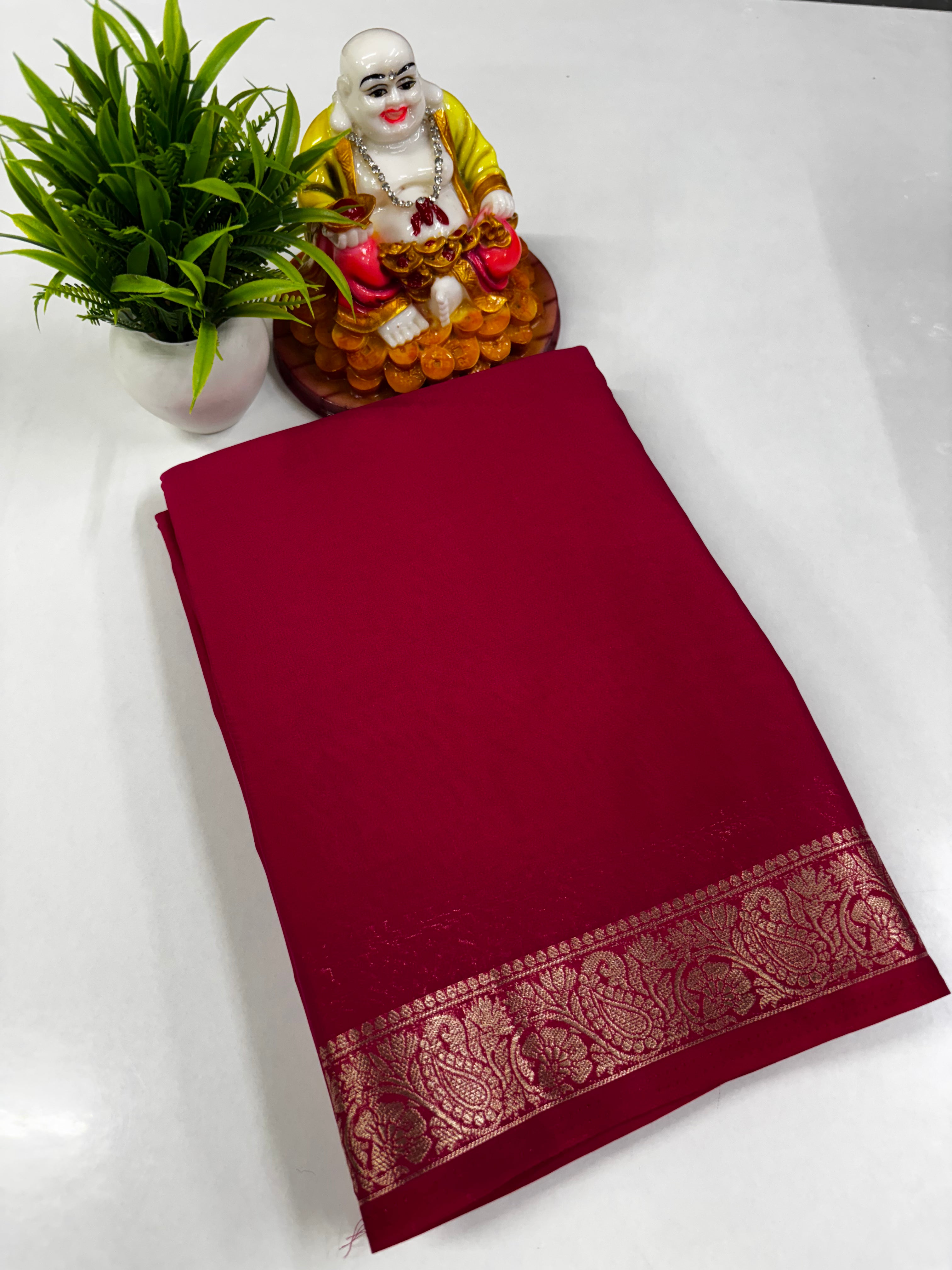 semi crepe sarees with small mango border